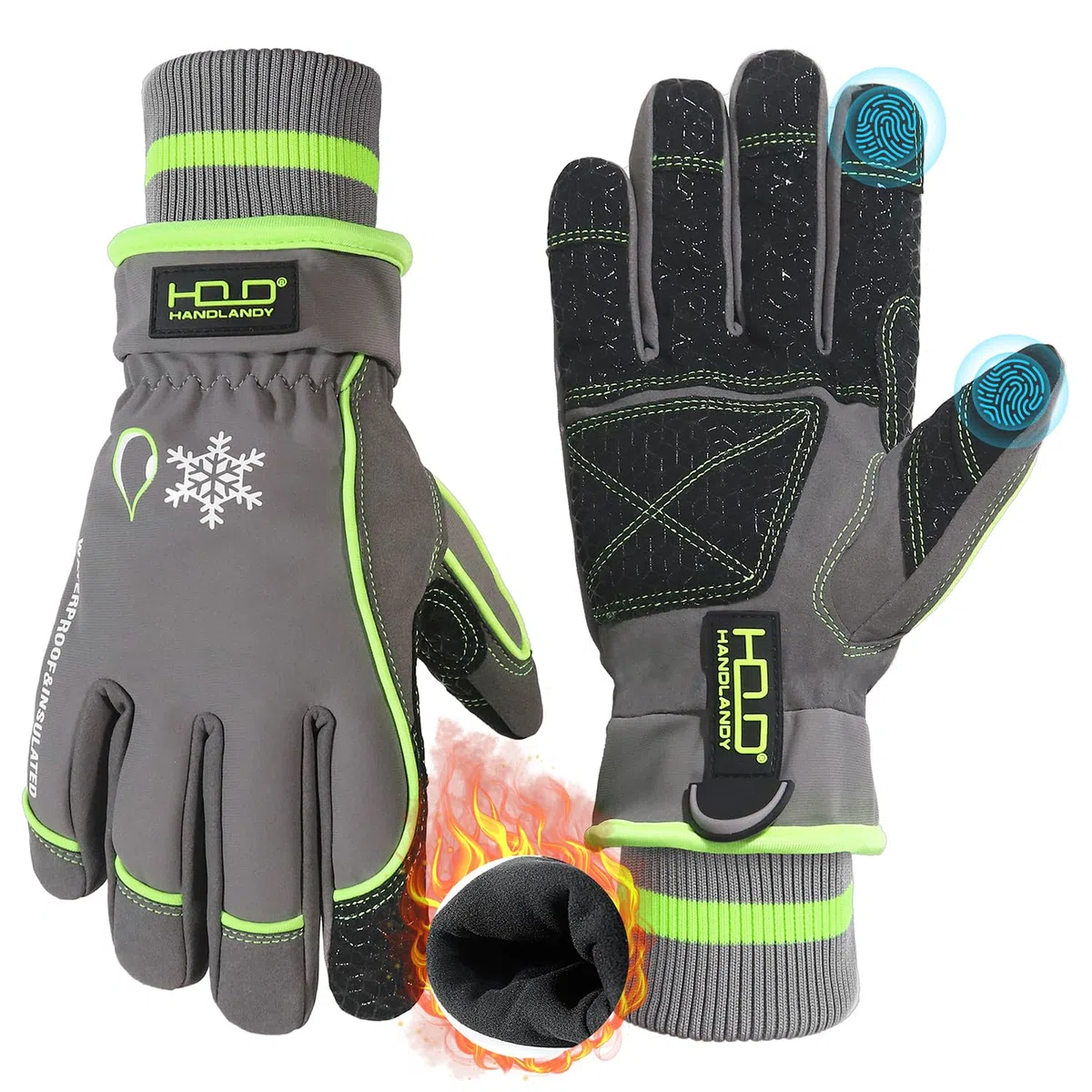 HANDLANDY Guanti da lavoro isolati impermeabili, guanti termici invernali per uomo donna touch screen, guanti caldi da sci snowboard freddo..