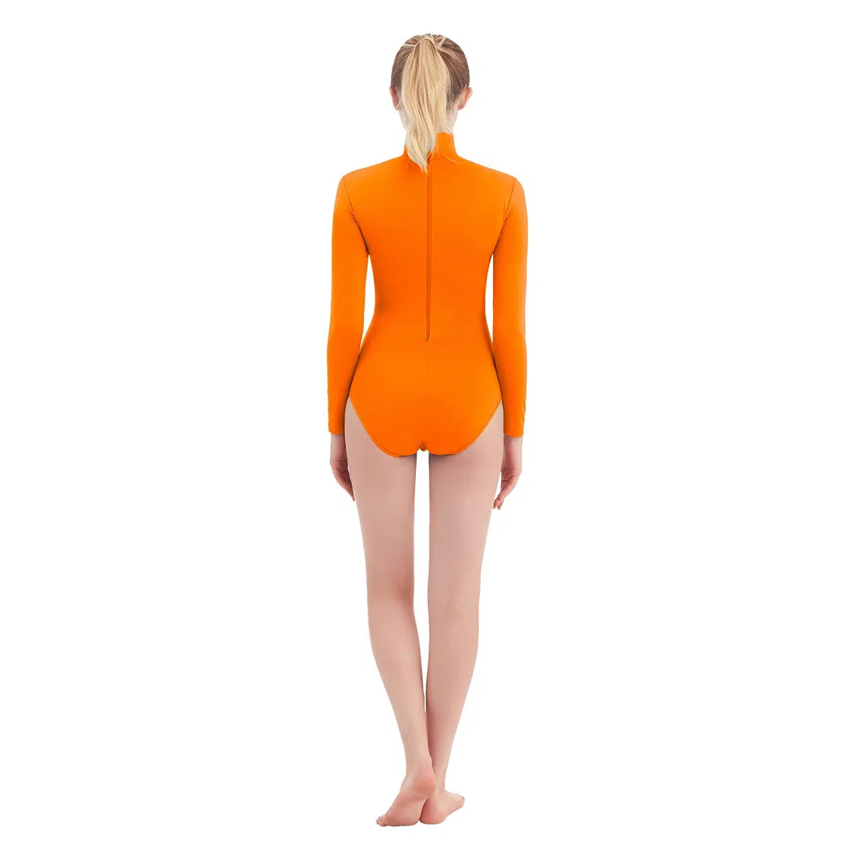 SUPRNOWA Turtleneck Leotard Long Sleeves Spandex Dance Workout Fitness Bodysuit for Women