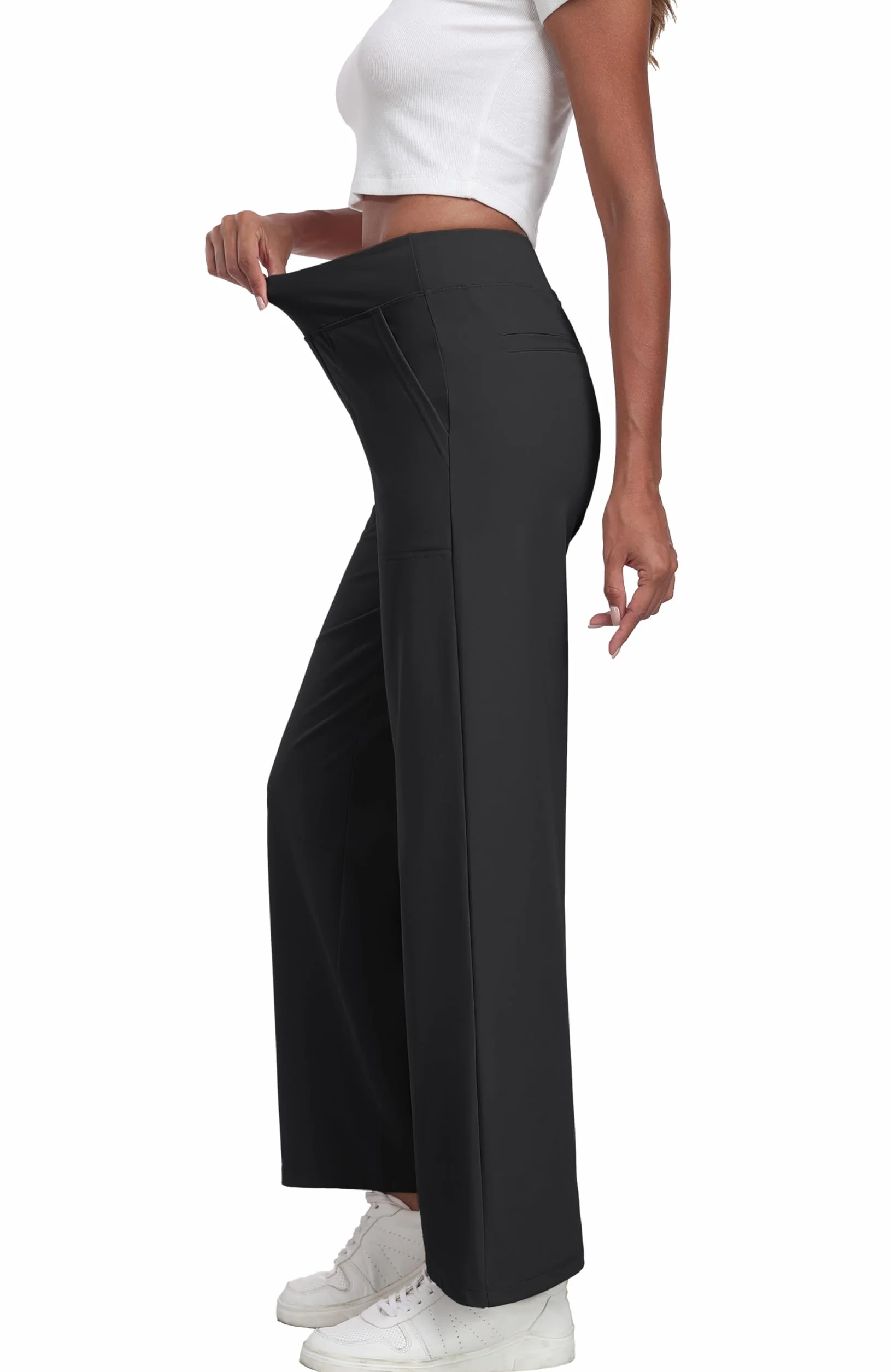 GRECERELLE Palazzo - Pantaloni da donna eleganti, larghi, con tasche