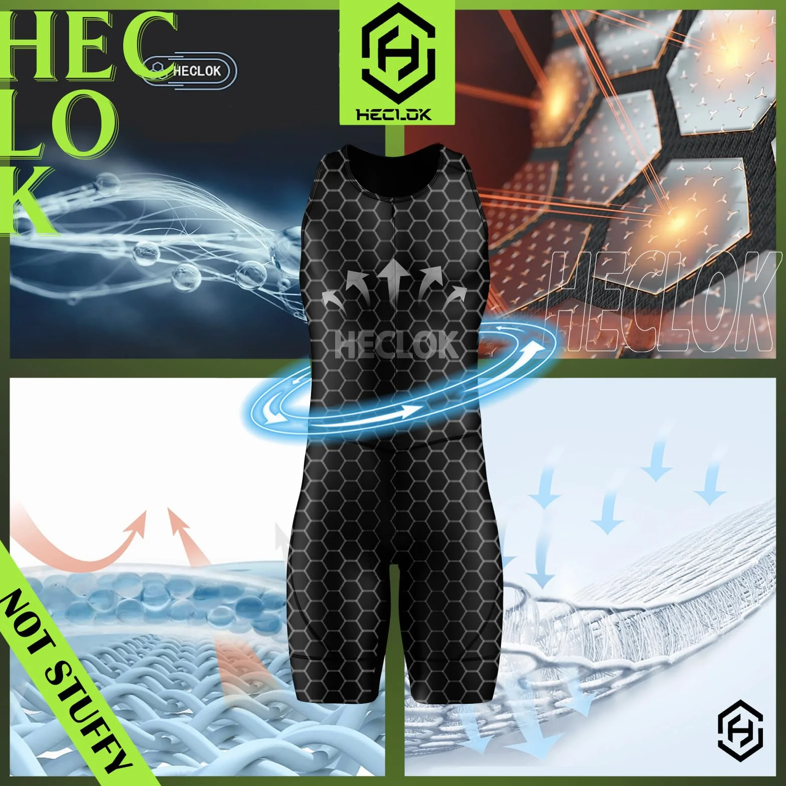 Tuta da Triathlon a Senza Maniche da Uomo, MTB Body Trisuit Cycling Skinsuit with Imbottito Professionale da Competizione per Nuoto/Corsa/Ciclismo,Monopezzo