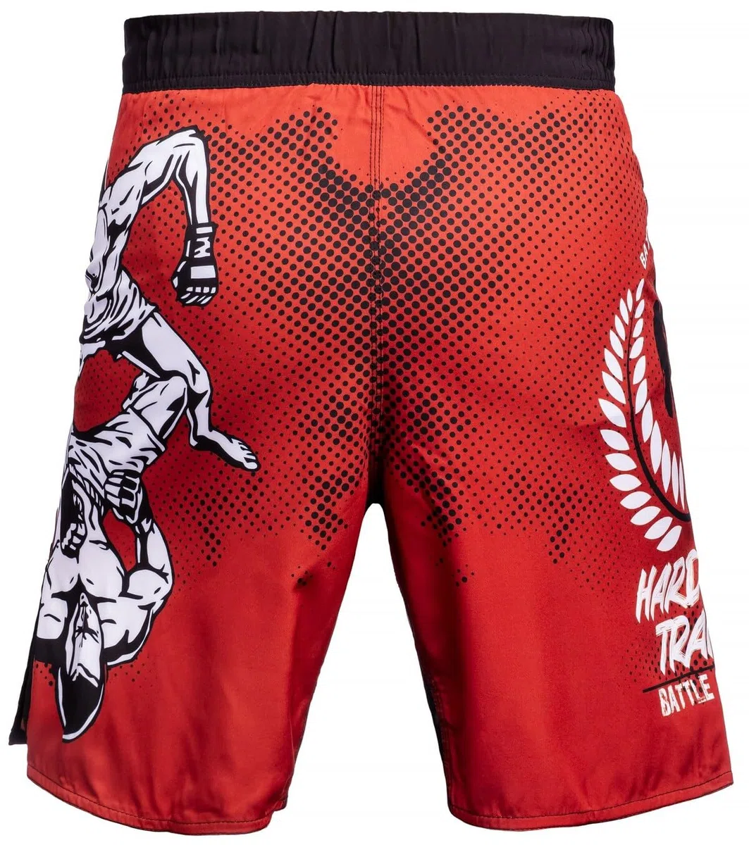 Hardcore Training Fighters Club Fight Shorts Uomo Pantaloncini da Combattimento Arti Marziali MMA BJJ Boxe Muay Thai Grappling Fitness No Gi