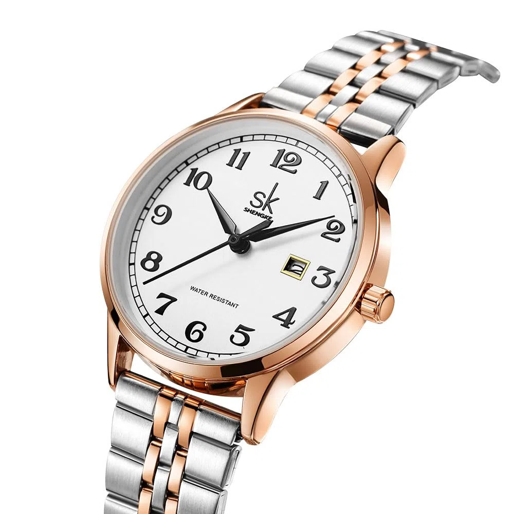 SHENGKE K0150L - Orologio analogico al quarzo, da donna, con cinturino in pelle