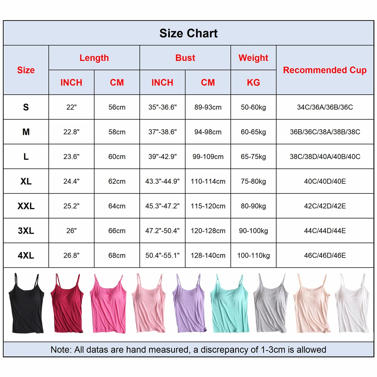 Donna 3 Pezzi Basic Canotta con Reggiseno Incorporato Canottiere Imbottita Regolabile con Spalla Stretta (S-4XL)