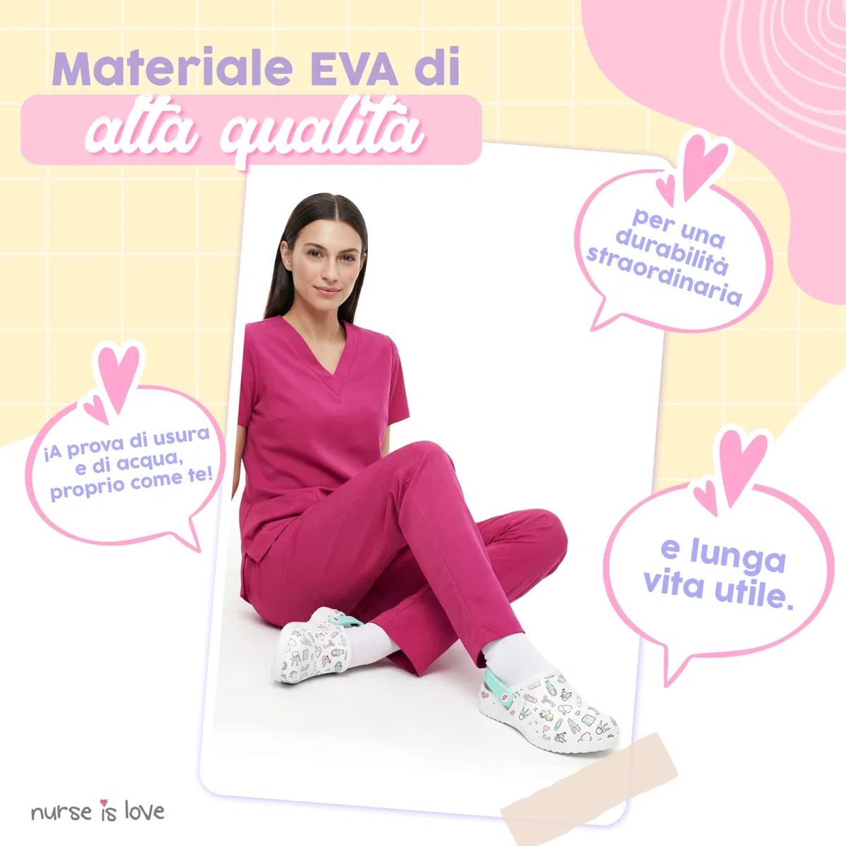 Nurse is Love Sabots Femme - Sabots Eva Légers, Chaussures Casual Mode | Cadeau Original pour Elle | Design Amusant - PT IT