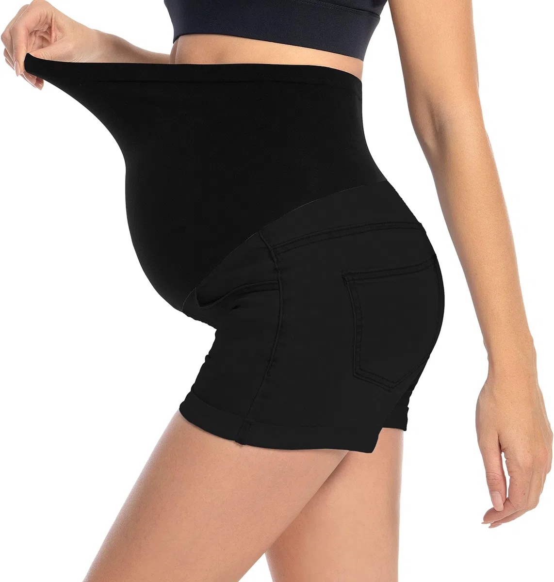 Jeans pantaloncini premaman alla moda premaman jeans corti estivi jeans premaman pantaloncini corti per l'estate premaman con fascia addominale