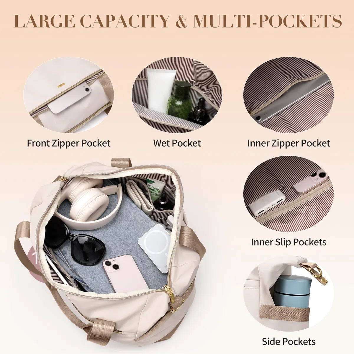 VNINE Borsone da Viaggio Donna,Bagaglio a Mano Borsa da Viaggio con Scomparto per le Scarpe, Grande Borsa Parto Ospedale Mamma Nascita, Impermeabile Borsa Piscina Sportiva, Travel Weekender Gym Bag