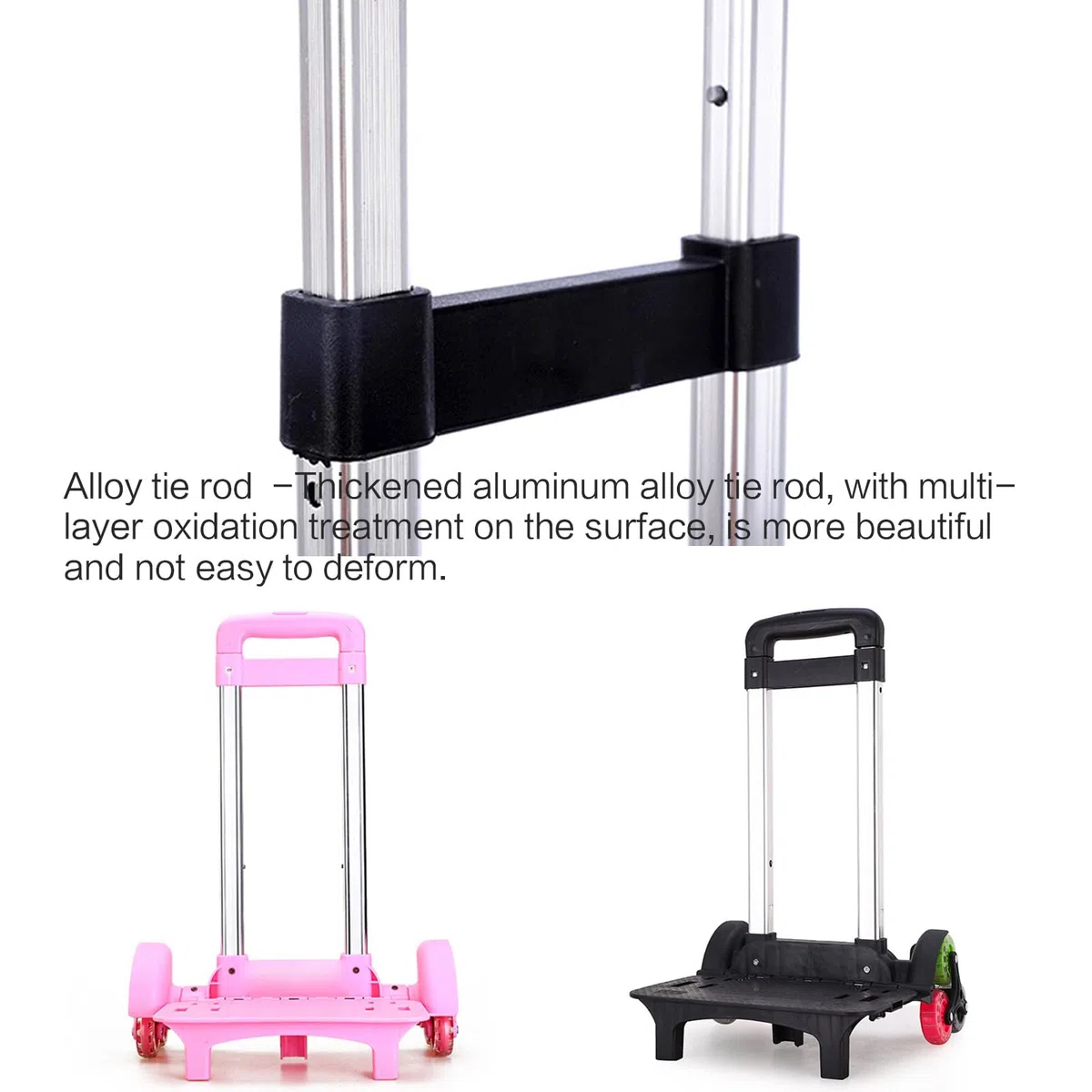 Carrello per zaino in lega di alluminio con 6 carrelli pieghevoli trolley a mano per borse da scuola