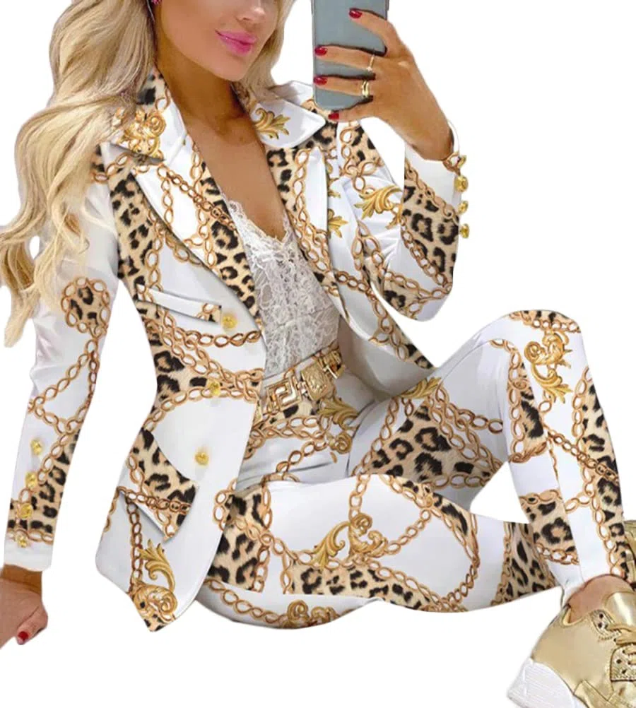 ORANDESIGNE Donna Tailleur Pantalone Completo Blazer Maniche Lunghe Pantaloni Ufficio Giacche da Abito in Due Pezzi Set per Matrimoni e Feste