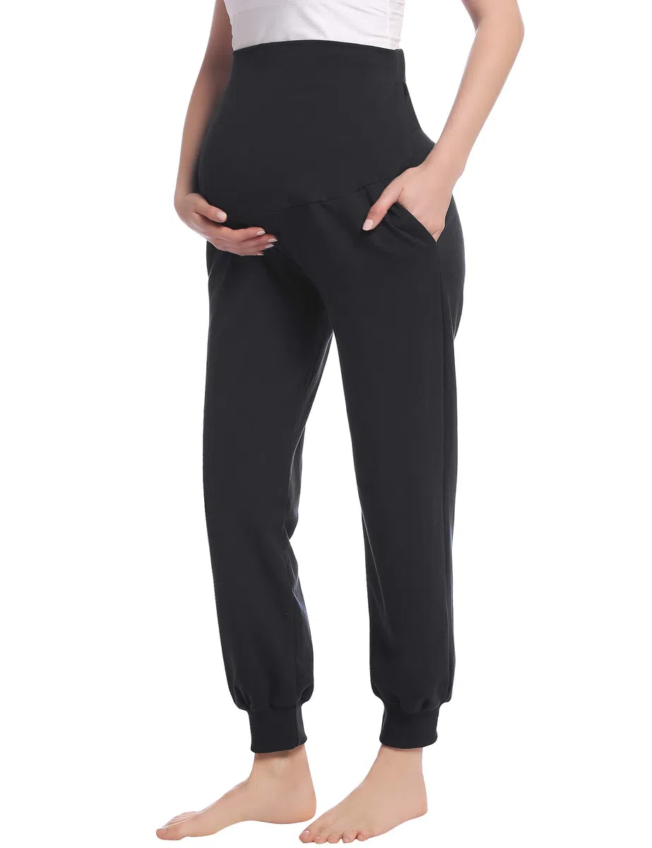 Pantaloni premaman lunghi da donna, per gravidanza, pigiama e yoga
