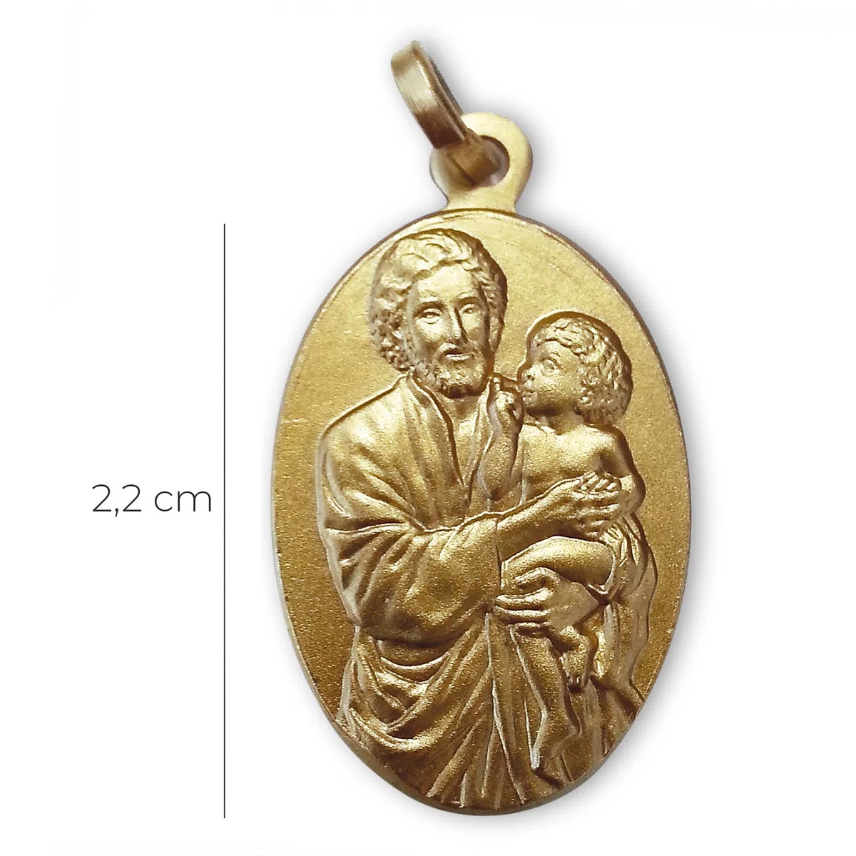 SHALOM - Medaglia San Giuseppe In Argento 925 Bagnato Oro. Altezza 2,2 Cm