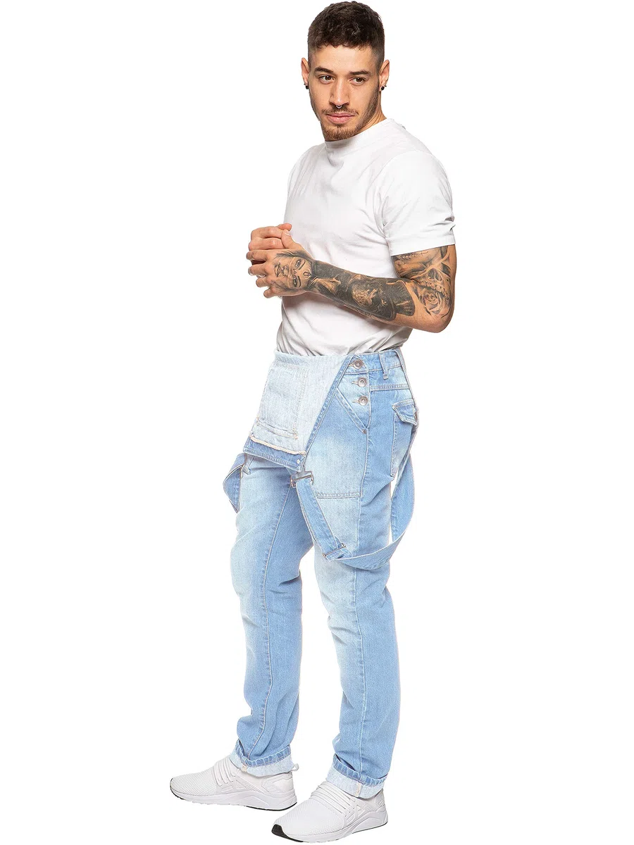 989Zé ENZO Salopette da uomo in denim blu salopette da lavoro alla moda casual jeans 30-50 taglie vita