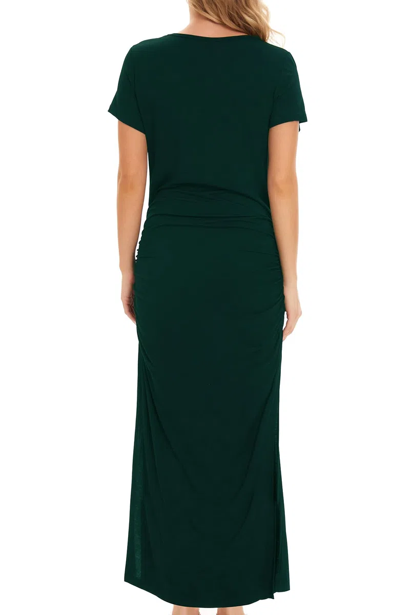 Smallshow Donna Lungo Split Vestiti Premaman Eleganti Abiti Premaman Estivi Deep Green XXL