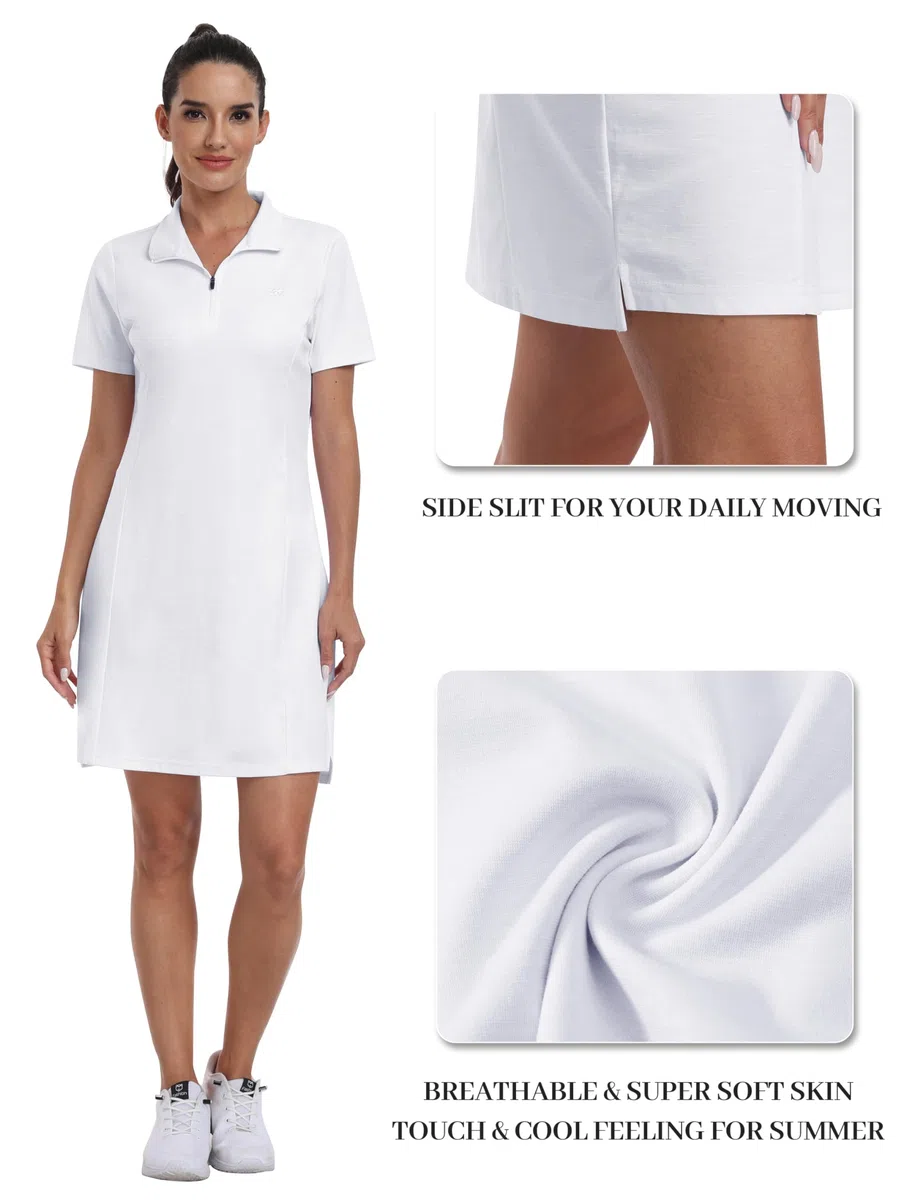 MoFiz Abito da golf da donna Polo Sportivo Manica Corta Quick Dry Casual Workwear Button