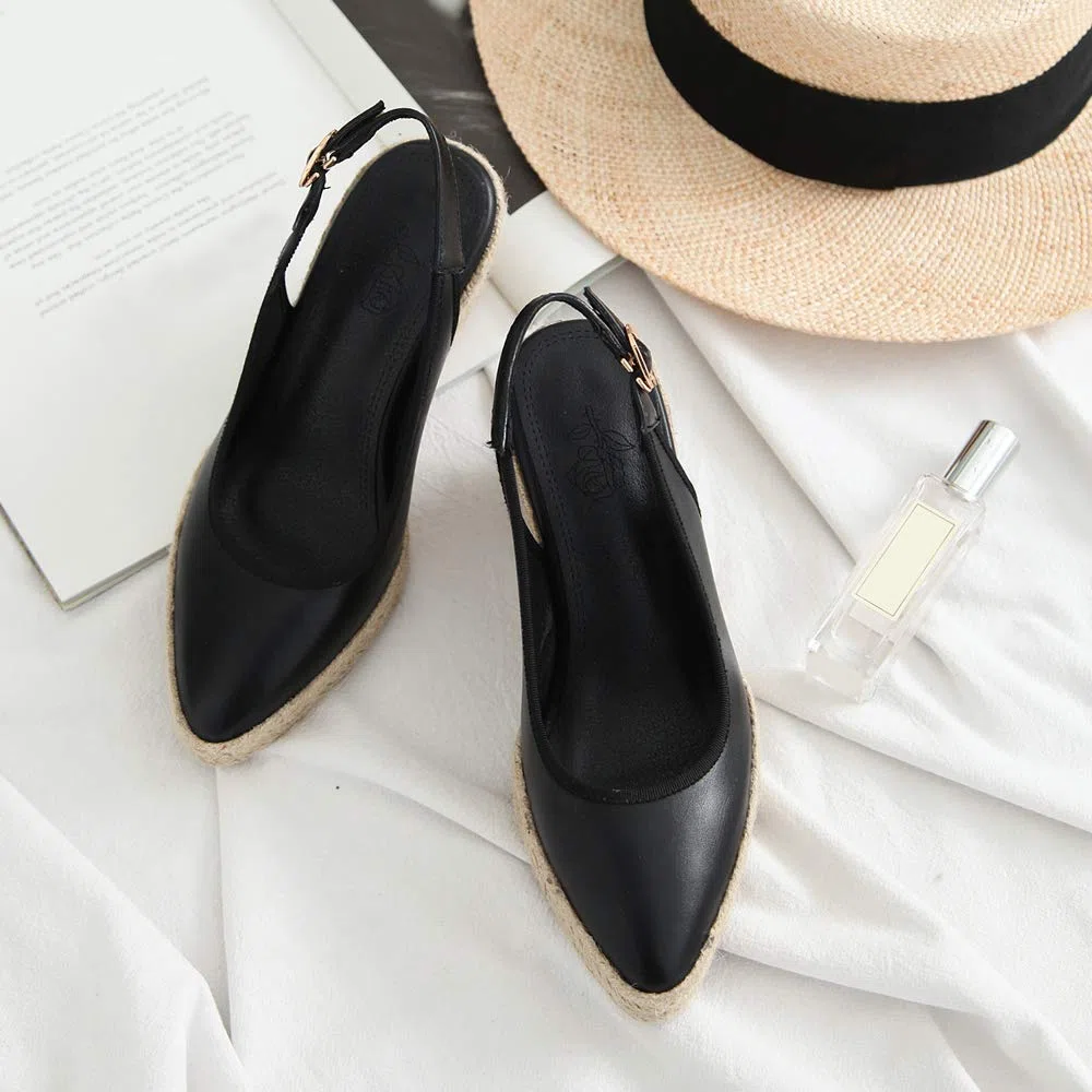 Scarpe Slingback da Donna, Espadrillas Zeppa Moda Décolleté Tacco Alto Appuntito con Plateau, Numero 32-44
