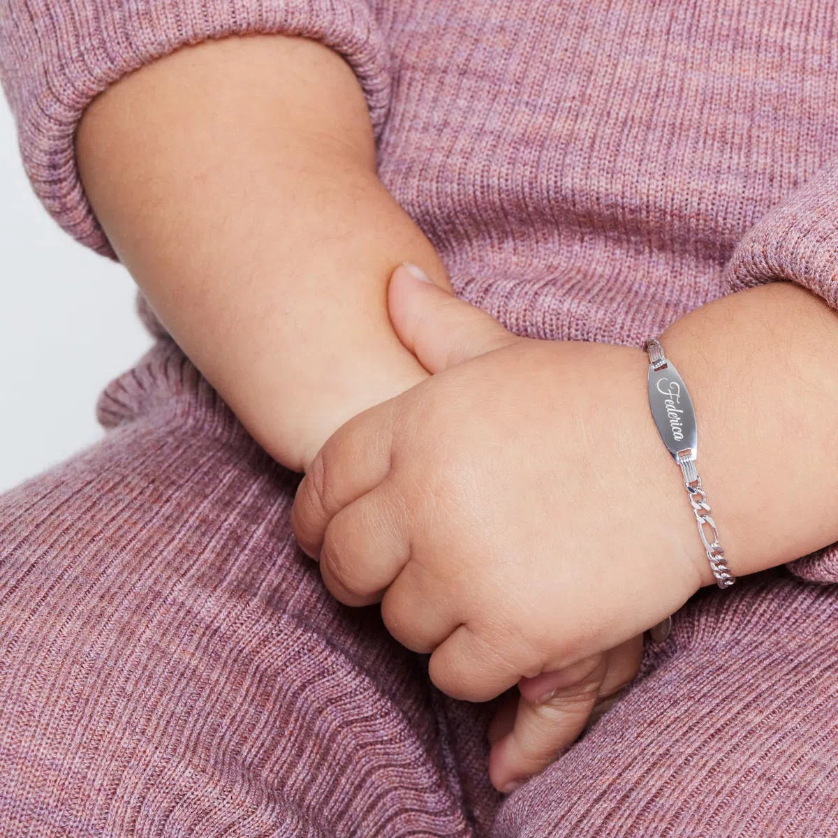 Giuzi Bracciale per Neonati o Ragazzi con Targhetta Personalizzabile in Argento 925