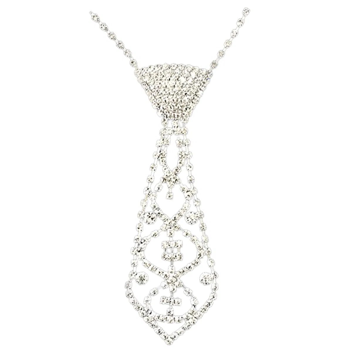 Cravatta Lunga e Stretta con Strass Scintillanti, Collana, Gioielli, Accessori per Feste per Donne Che Ballano.