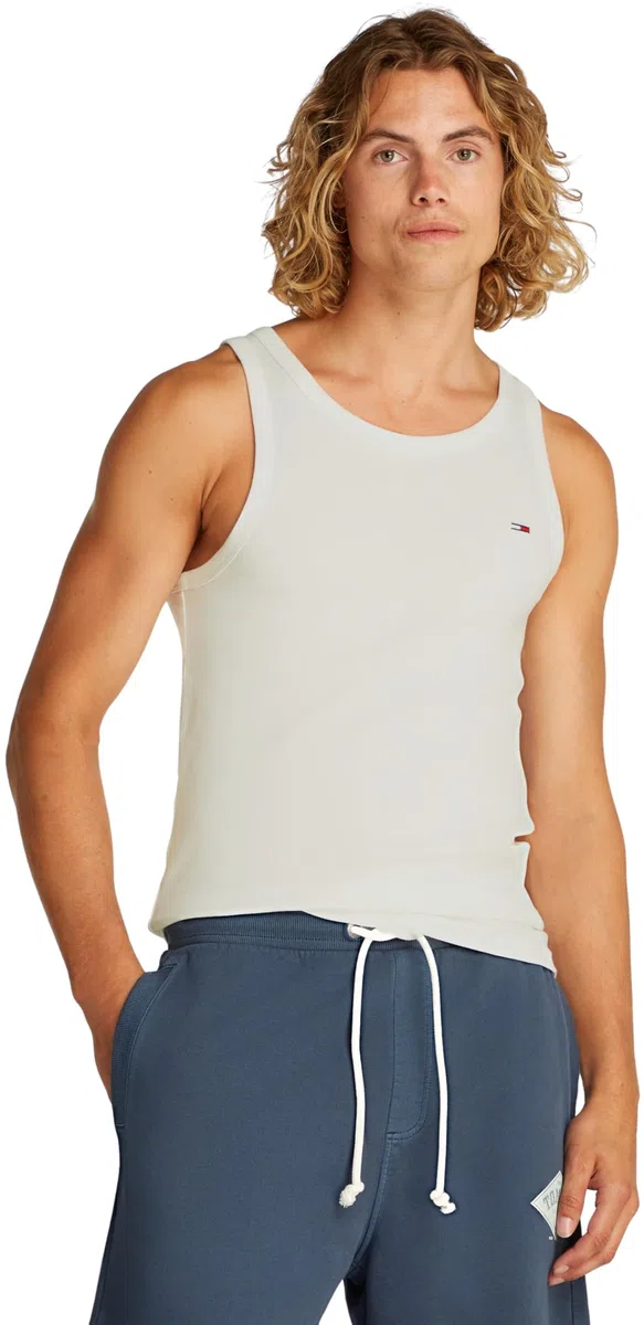 Tommy Jeans Uomo Canotte Confezione da 2 Rib con Scollo Rotondo