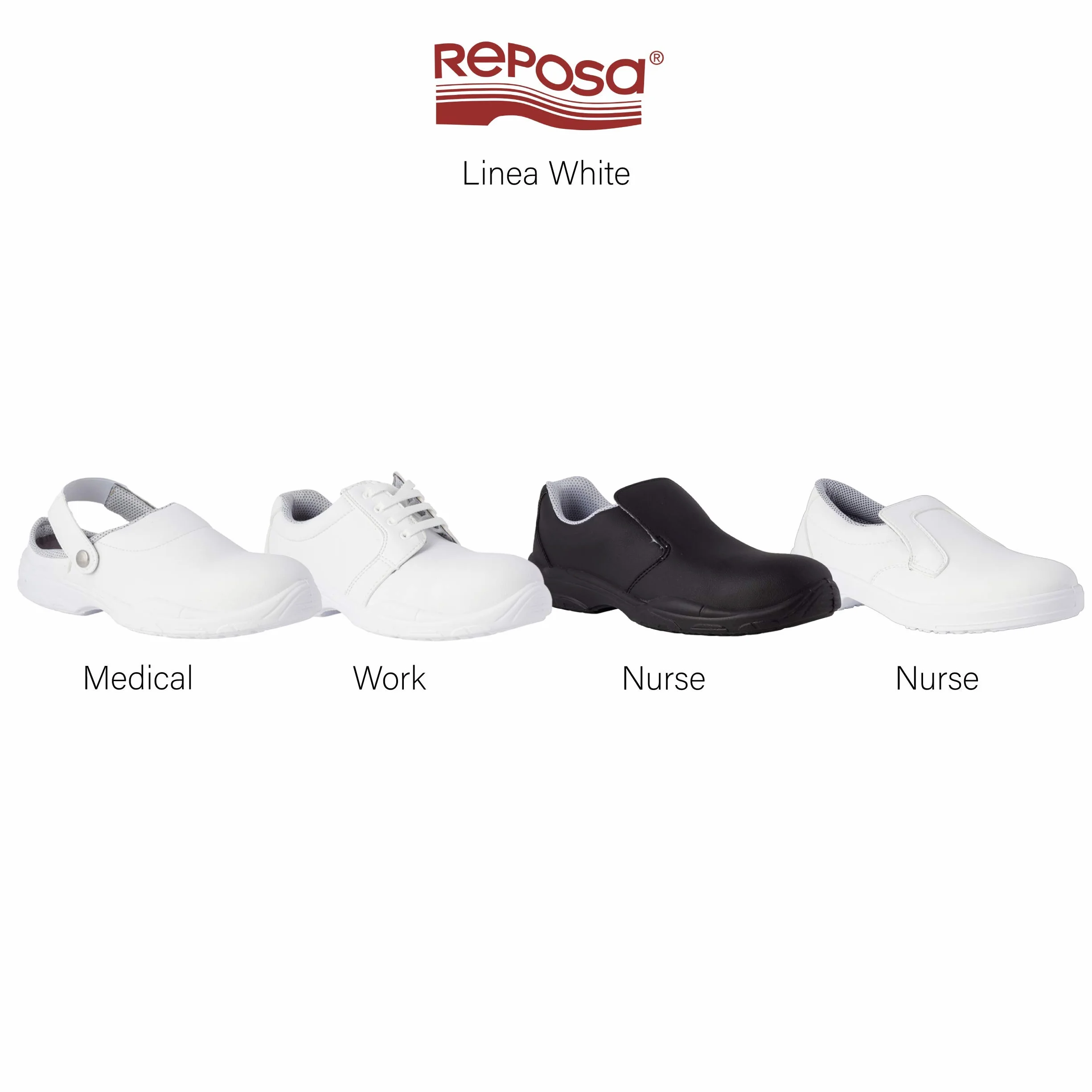 REPOSA Medical - Zoccoli Sanitari Donna e Uomo in Microfibra + Puntale di Sicurezza in Composito, Ciabatte Sanitarie Antishock e Antistatiche con Laccetto, Scarpe Sanitarie e Cucina Comode Antiscivolo