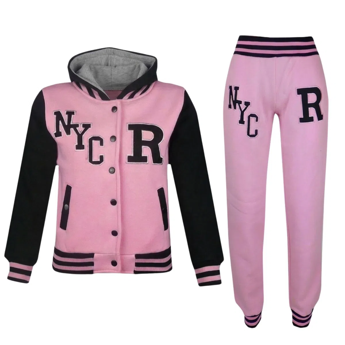 A2Z 4 Kids Unisex Ragazze E Ragazzi Baseball Tuta R Fashion Fox And NYC Felpa Con Cappuccio Giacca Varsity Stile Cappotto Maniche Lunghe Pantaloni Della Tuta Completo Sportivo Bambini Età 2-13 Anni