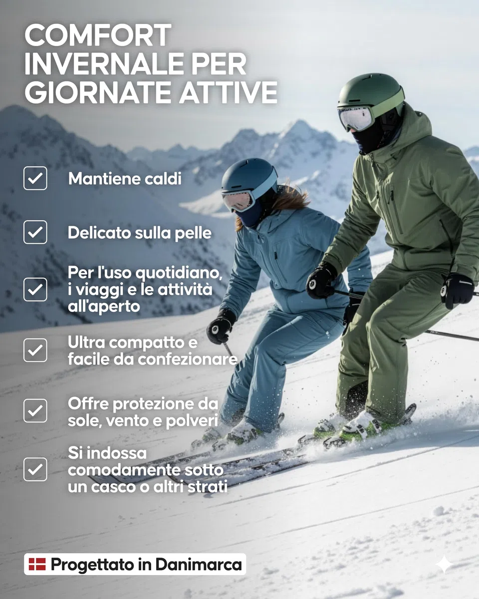 DANISH ENDURANCE Passamontagna Moto Invernale 100% Lana Merino, Balaclava Copertura Viso Regolabile, Ski Mask, Ideale per il Freddo e all'Aperto, Unisex