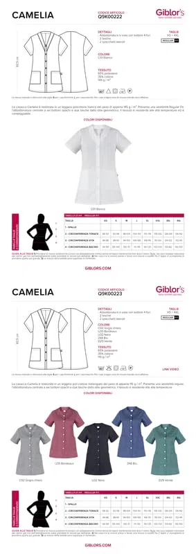 Giblor's Casacca CAMELIA per Hotel Casa Pulizie Donna Regular Fit GRIGIO CHIARO