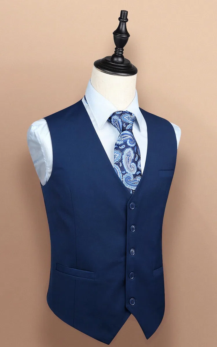 Enlision Gilet da Abito da Uomo Tinta Unita Cotone Panciotto Elegante Casual Moda Smanicato Scollo a V Matrimonio Formale Lavoro Cerimoni XS-4XL