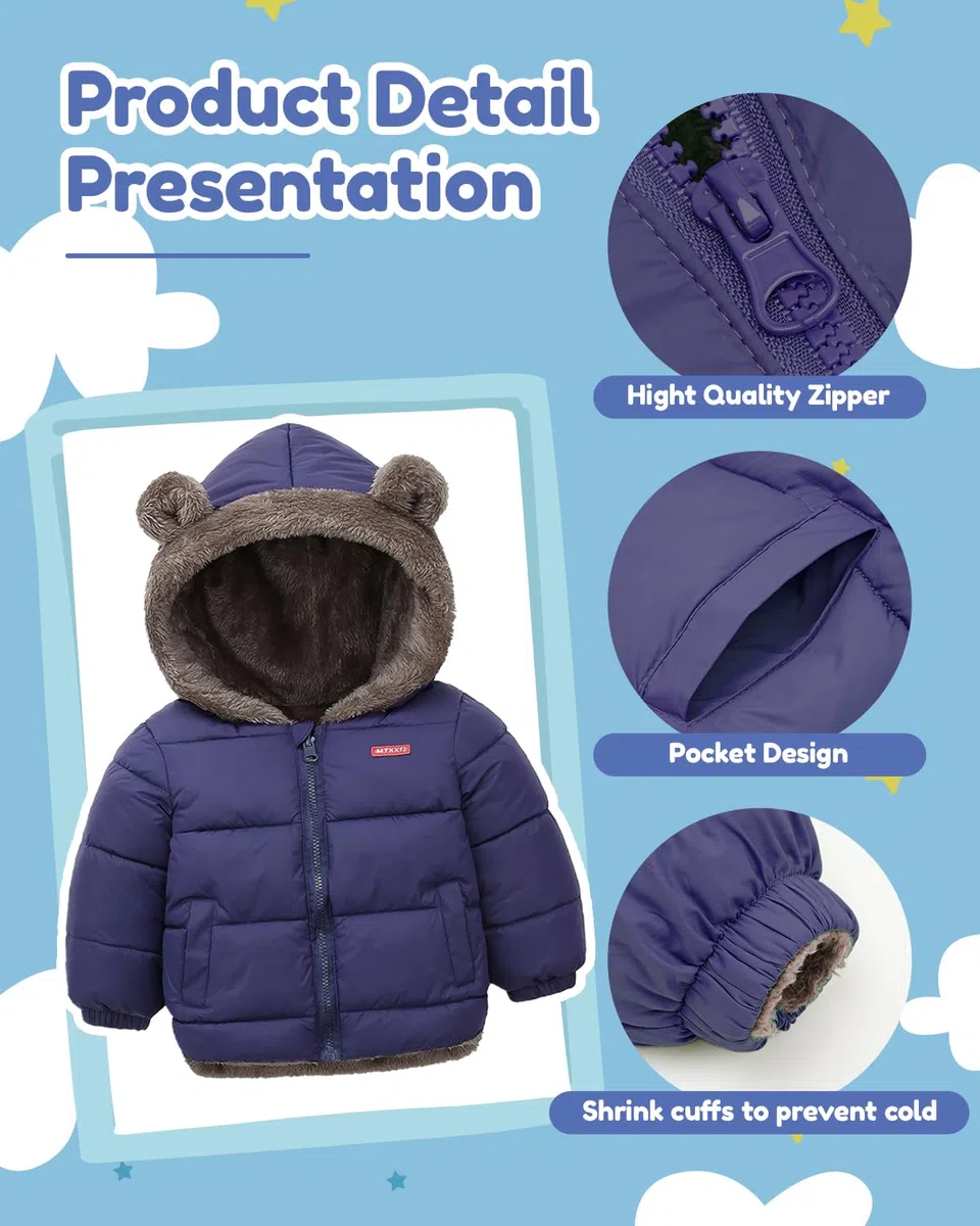 Bambino Inverno Vello Cappotto Bambini Ragazzi Giacca Capispalla Outwear Ragazze Imbottito Vestiti 1-6 Anni