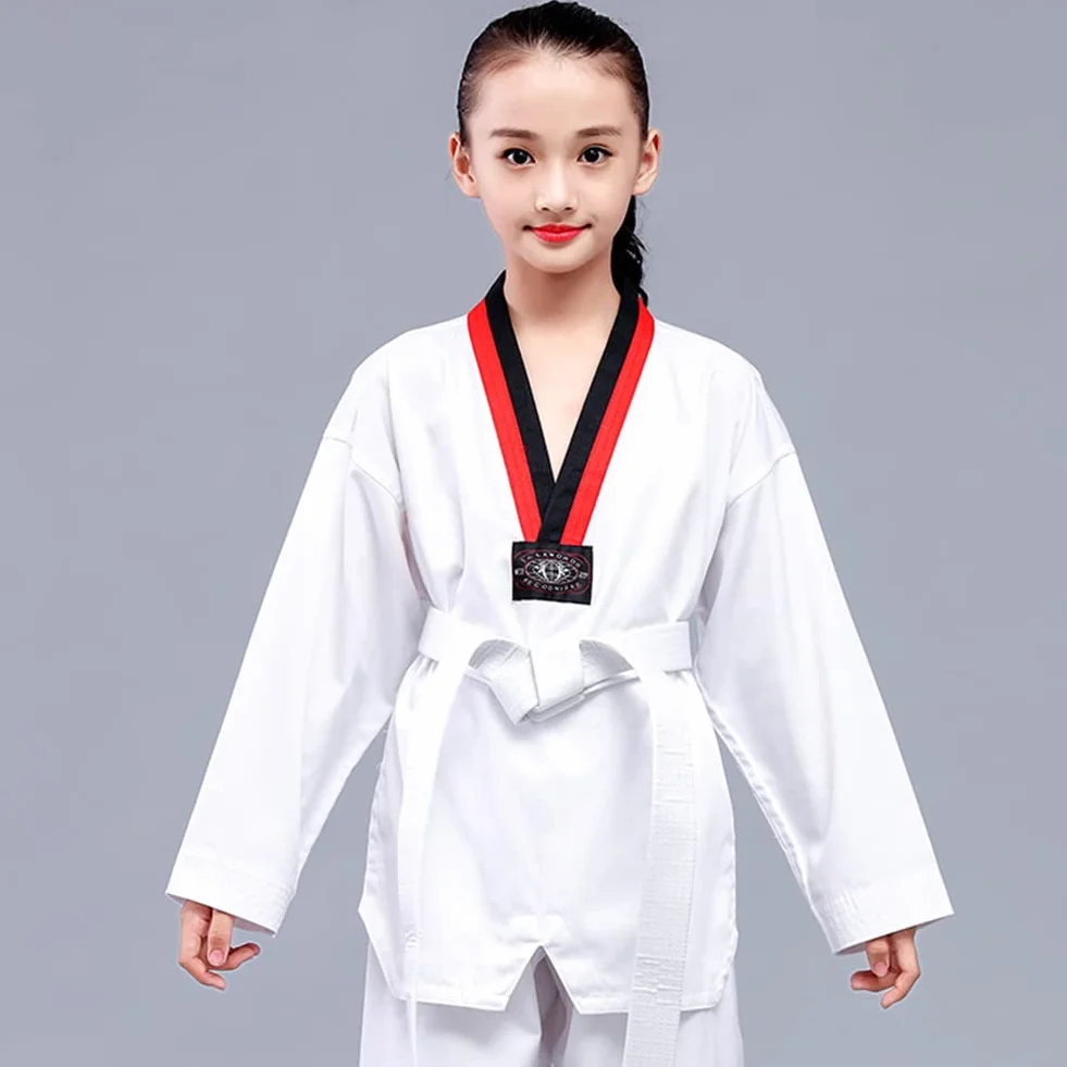 Tuta Taekwondo Bambino Uniforme Professionale per Arti Marziali Karate Costumi Taekwondo Bambina con Cintura