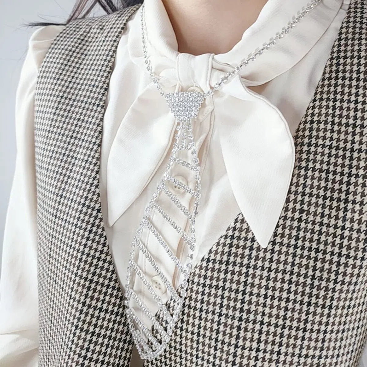 Cravatta Lunga e Stretta con Strass Scintillanti, Collana, Gioielli, Accessori per Feste per Donne Che Ballano.