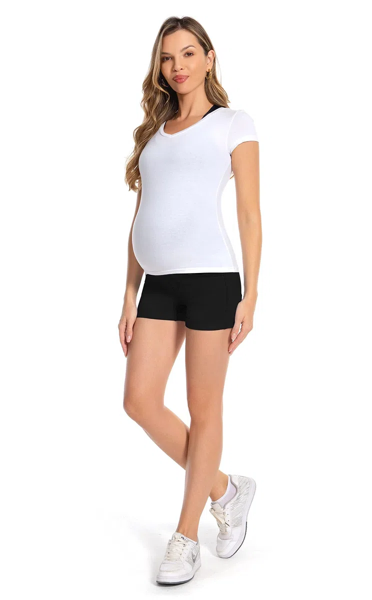 Jeans pantaloncini premaman alla moda premaman jeans corti estivi jeans premaman pantaloncini corti per l'estate premaman con fascia addominale