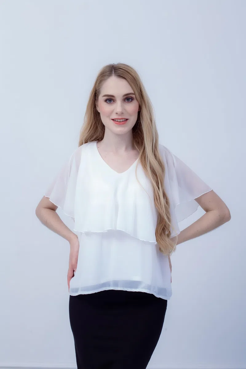 Blusa da allattamento in chiffon con chiusura lampo, scollo a V