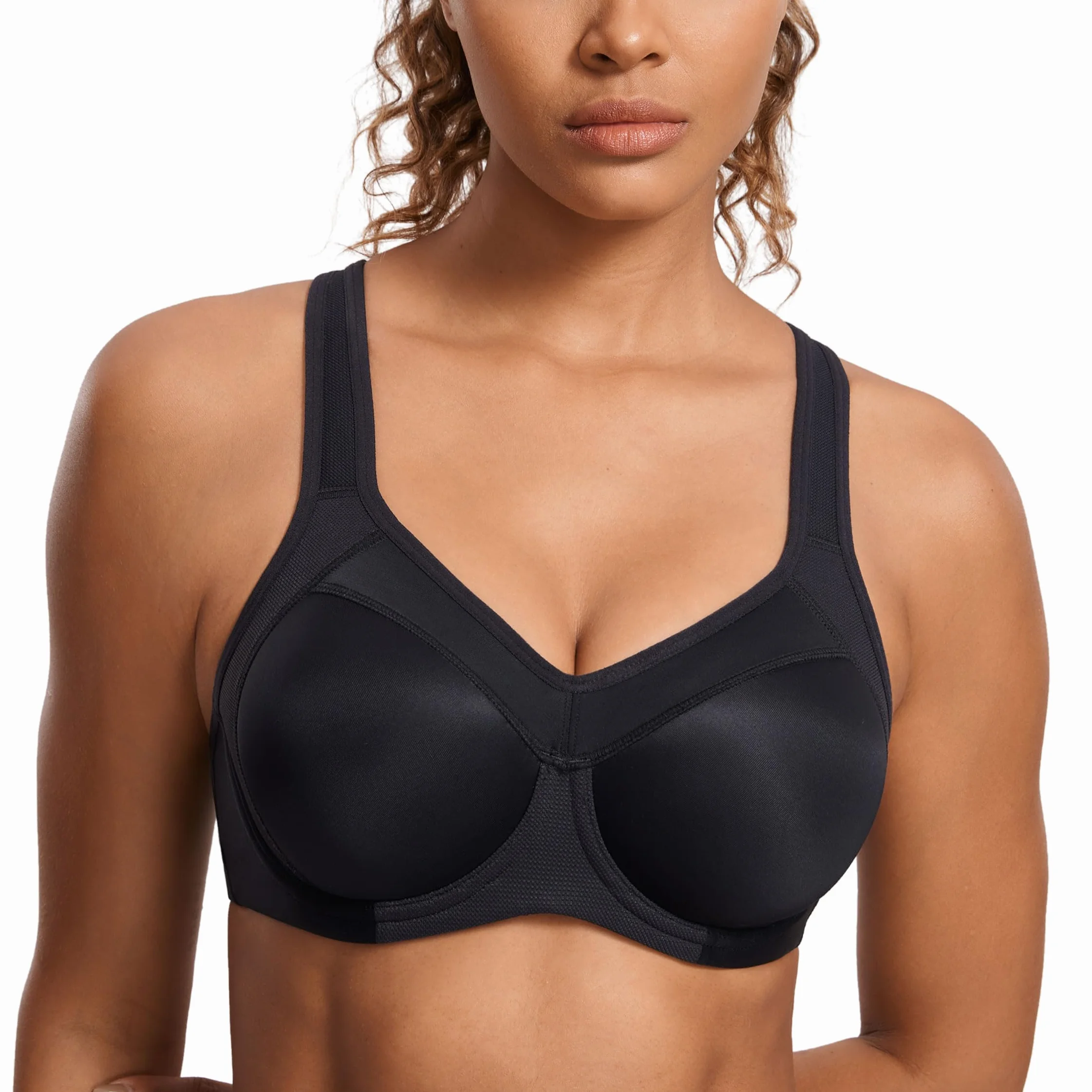 SYROKAN Reggiseno Sportivo Donna Massimo Sostegno Alto Impatto con Ferretto Imbottito Racerback Fitness Top