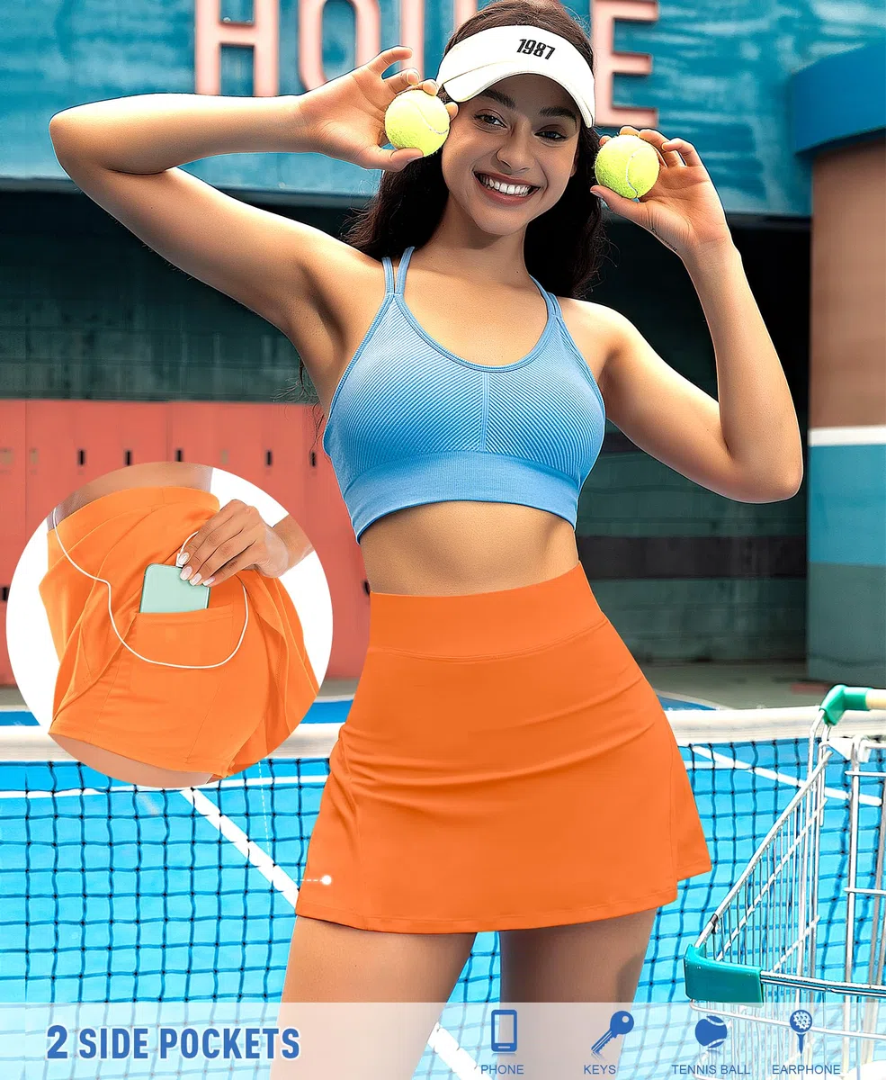 JoyGirl Gonna da tennis plissettata da donna con tasche, pantaloncini a vita alta, leggeri, atletici, da golf, per corsa e allenamento