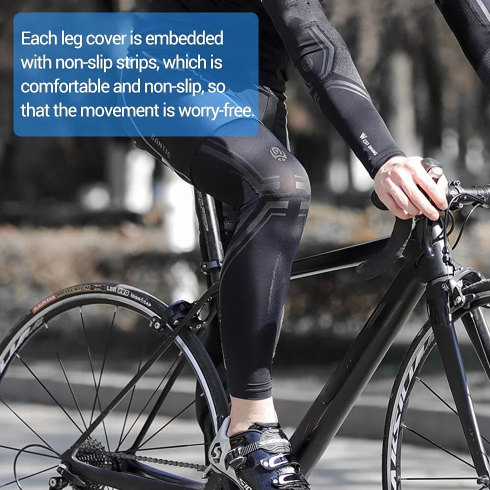 MiOYOOW Gambali per Ciclismo, Gambali Con Protezione Solare Manicotti Gambe Gambali Seta Ghiacciata UPF 50 con Protezione UV per Uomo Donna