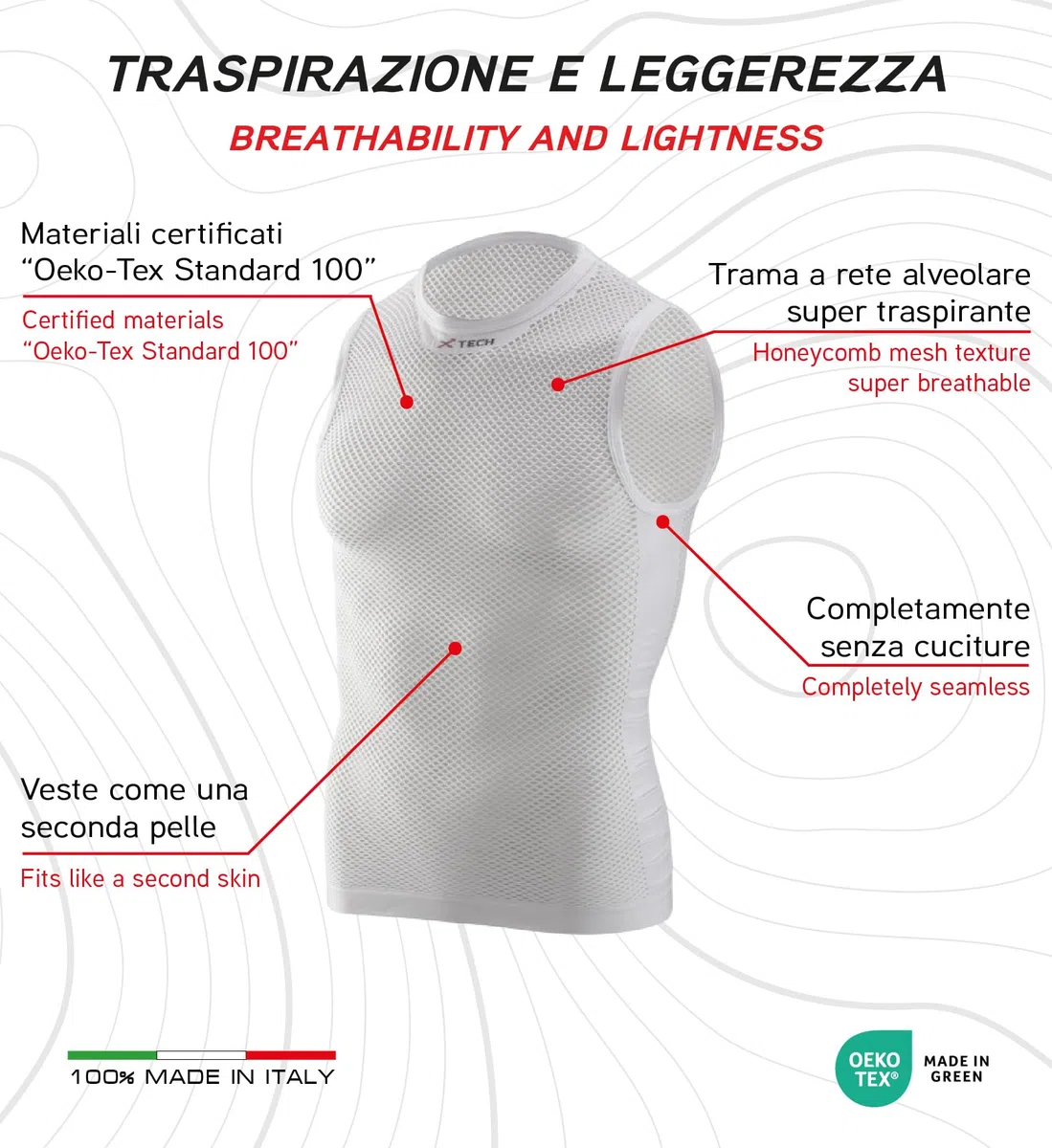 Maglia Air Evo Bianco, Canotta Estiva in Rete, Tecnologia Seamless, Ultra Traspirante, Seconda Pelle