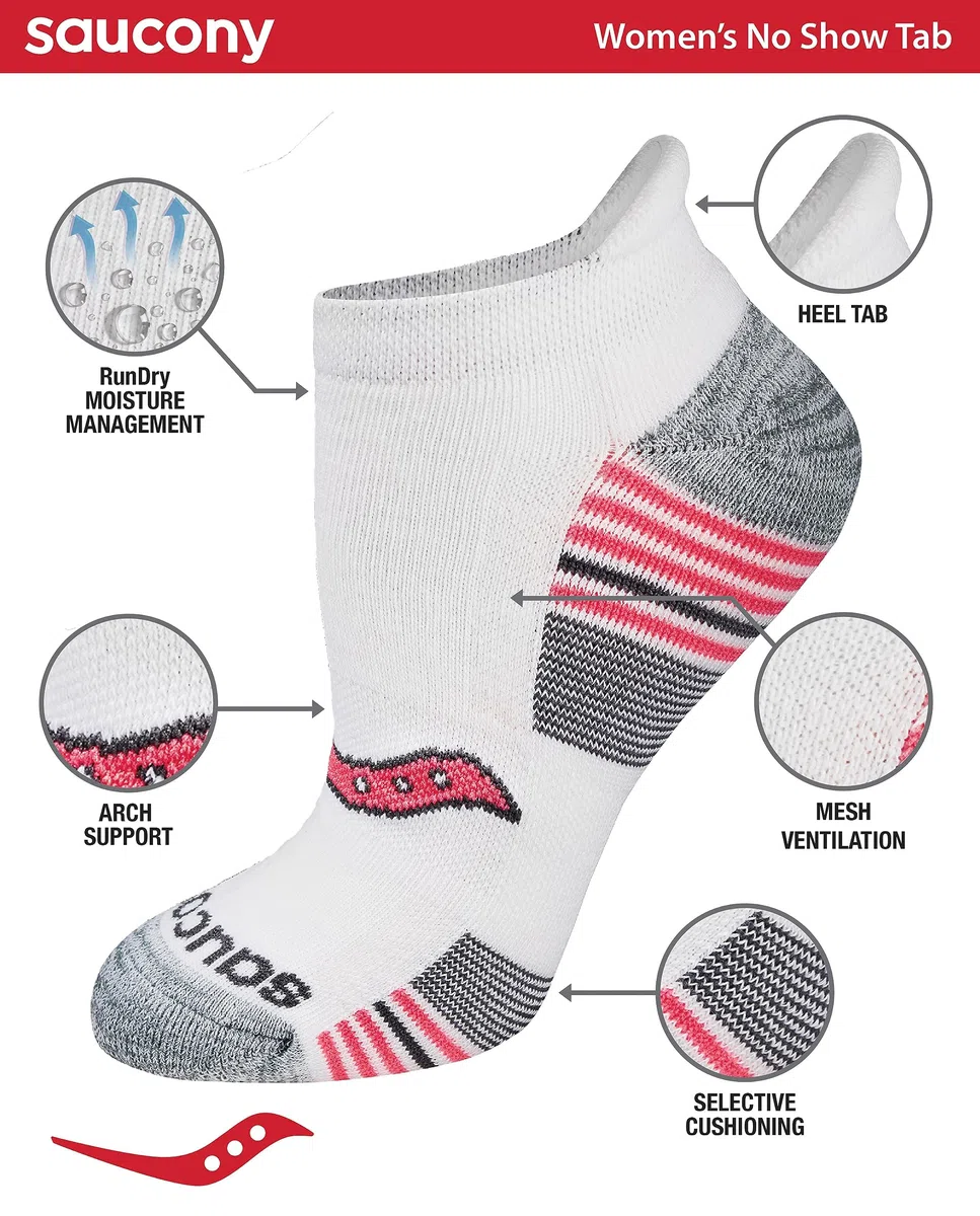 Saucony Multi-Pack Performance Heel Tab Athletic Socks Calzini (Pacco da 16) Donna