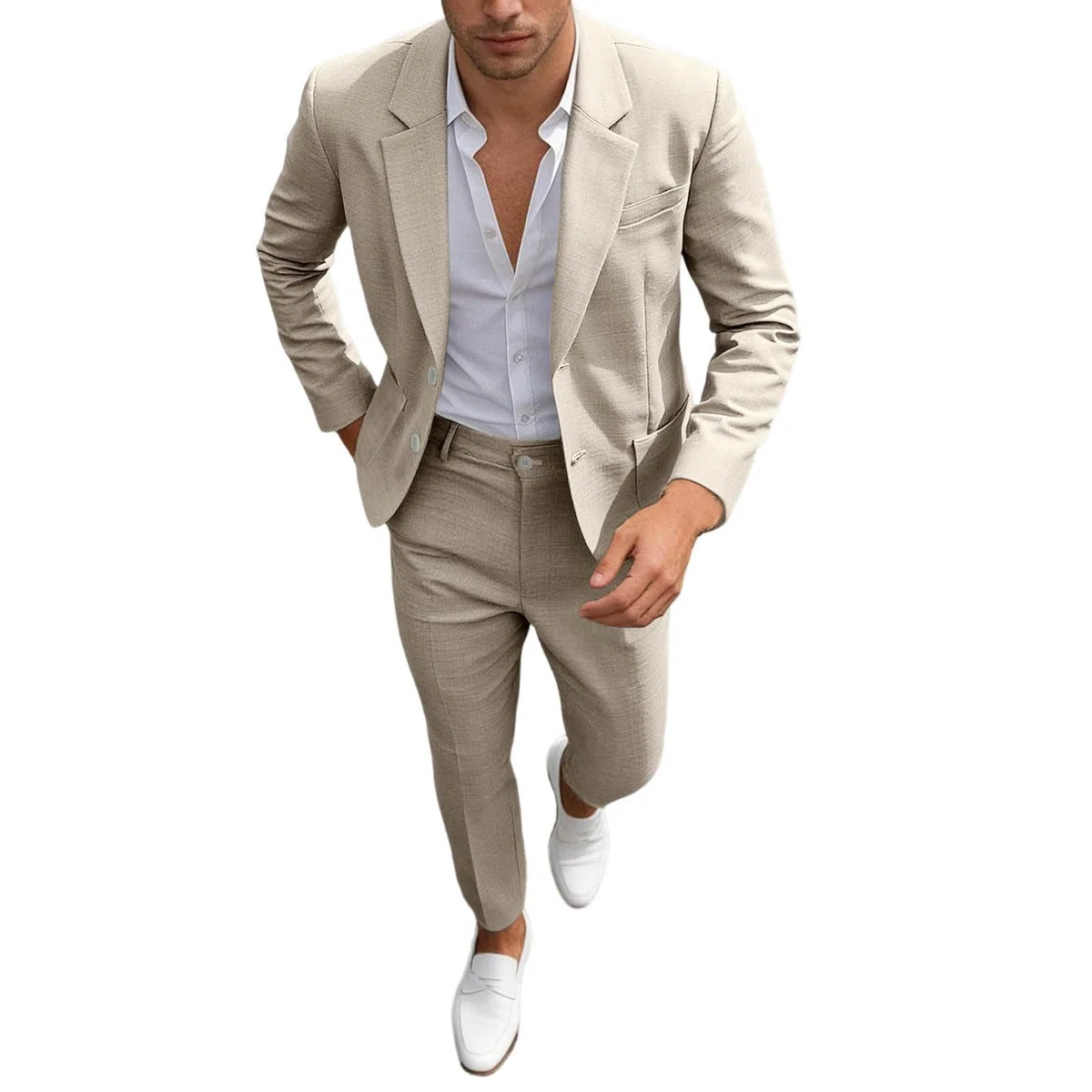 Abiti Classici Da Cerimonia Per Lo Sposo E I Testimoni Abbigliamento Formale Dal Taglio Sartoriale Uomo Abito In Lino Con Bottoni Giacca Pantaloni Cena Ballo Risvolto A Picco Set Di Due Pezzi