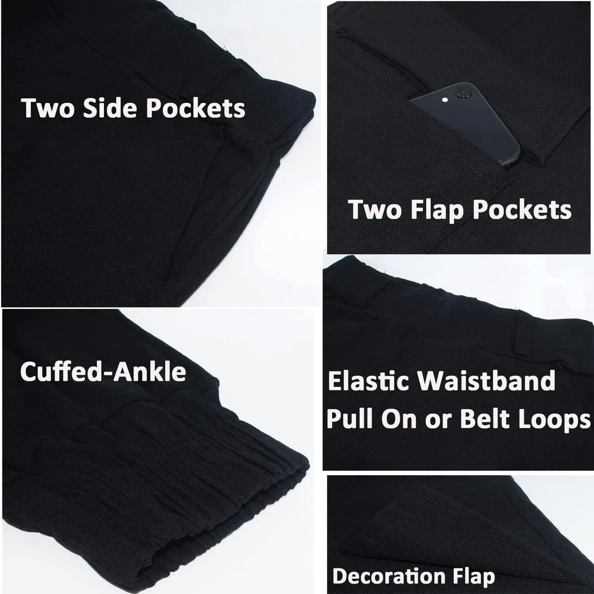 Nuofengkudu Harem Cargo Pantaloni Larghi alla Caviglia Elasticizzati Tasconi Elastico Vita Alta Pantalone con Tasche Laterali Lavoro Jogging Pants Sportivi Casual