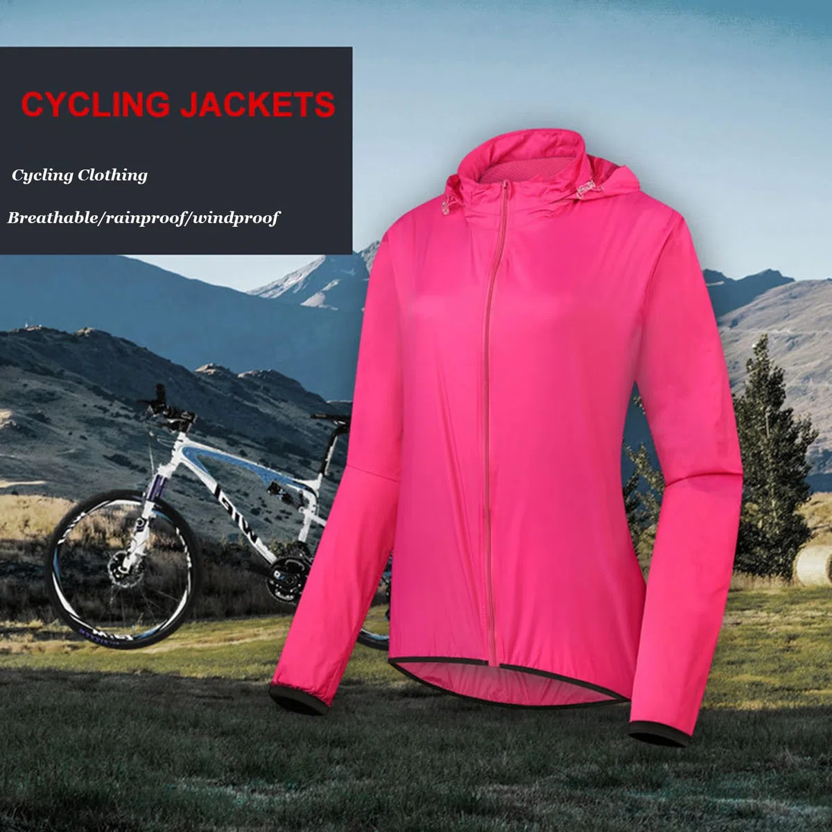 Giacche Donna Antivento - Giubbino Impermeabile Leggero Sportivo per Ciclismo Running Moto Richiudibile Modello, Rose Red-XL