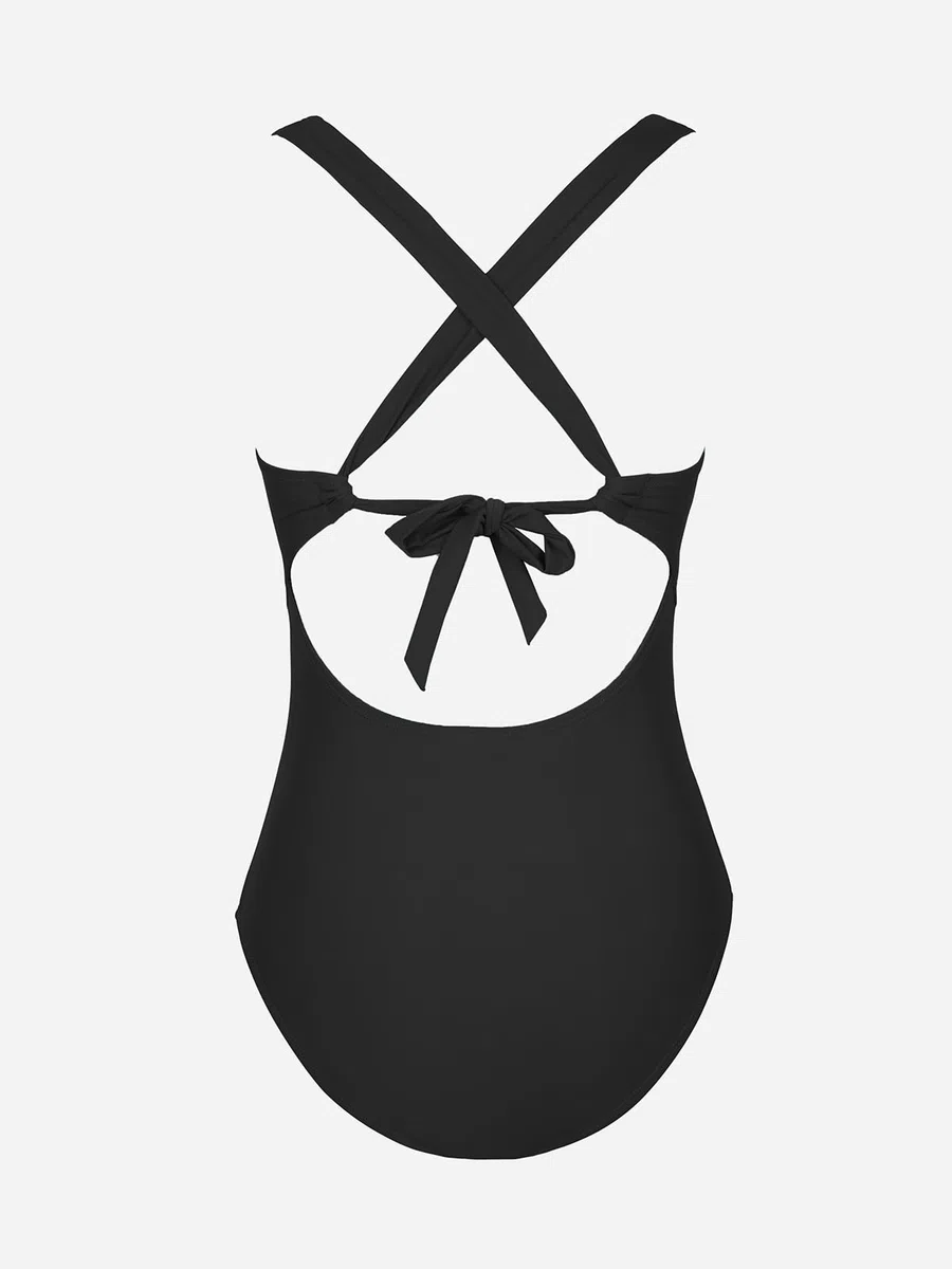 CUPSHE - Costume da bagno intero da donna con scollo a V profondo, incrocio sulla schiena, con fiocco, controllo pancia