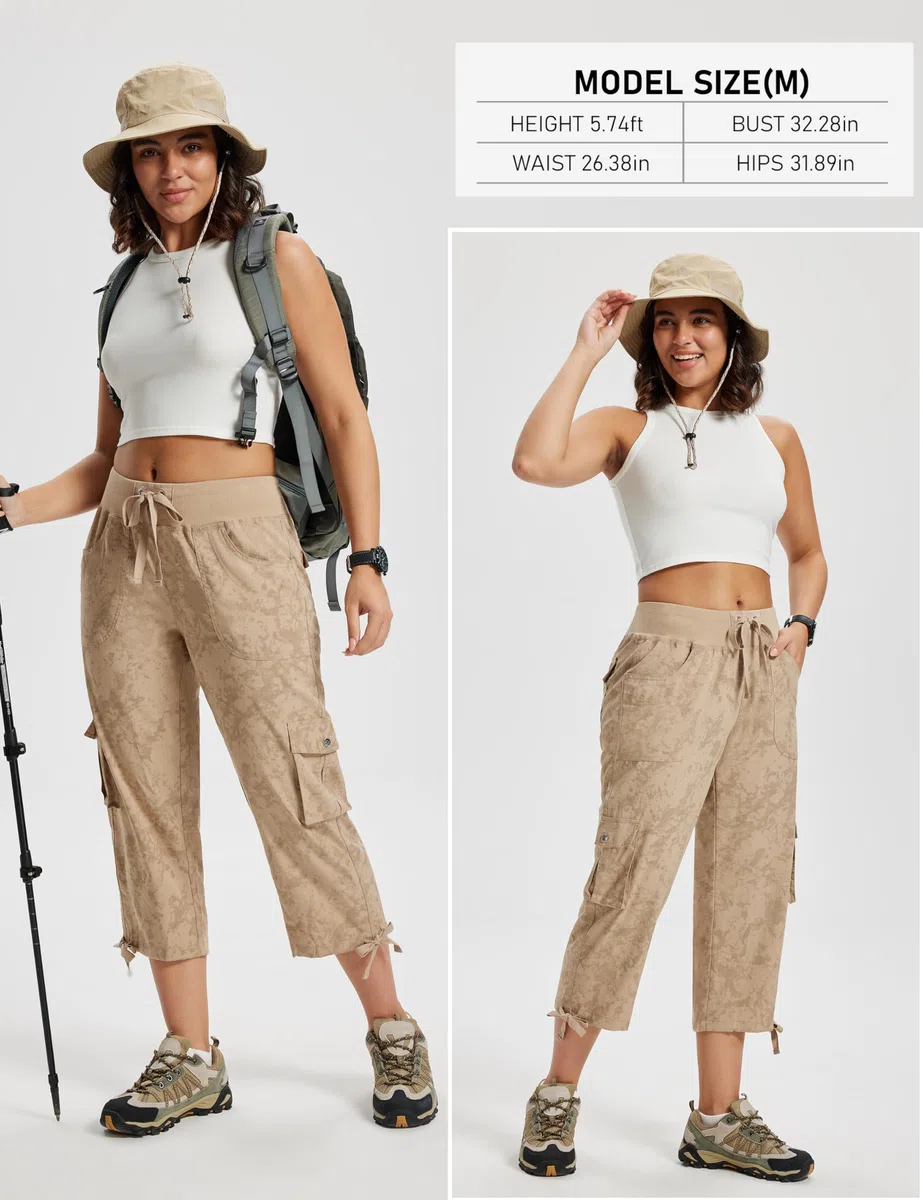 JINSHI Pantaloni Donna Estivi Cargo Pantalone Capri 3/4 Lungo Estivo Sportivo Leggero Lavoro Pant con Tasche