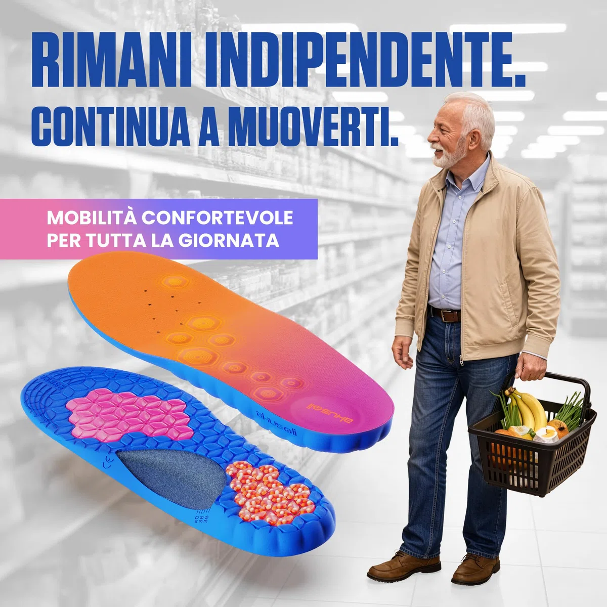 Akusoli Solette Uomo & Donna – Solette Gel per Scarpe con Digitopressione e Supporto Tallone U, Ideali per Scarpe da Lavoro e Lunghe Ore in Piedi EU42-47