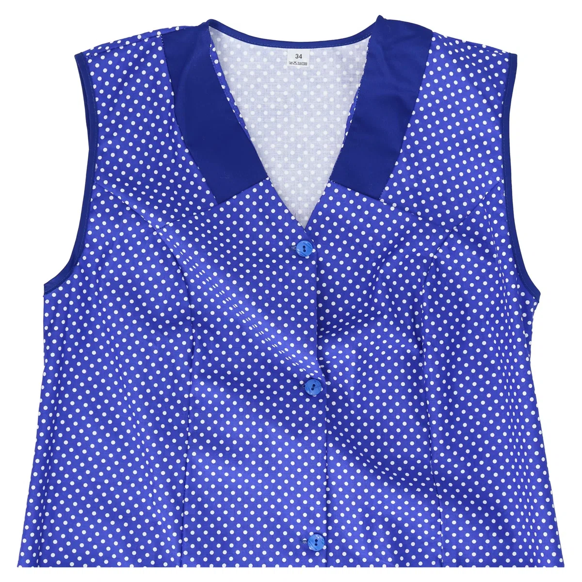 Camice da donna, senza maniche, in cotone, rosso o blu a pois bianchi
