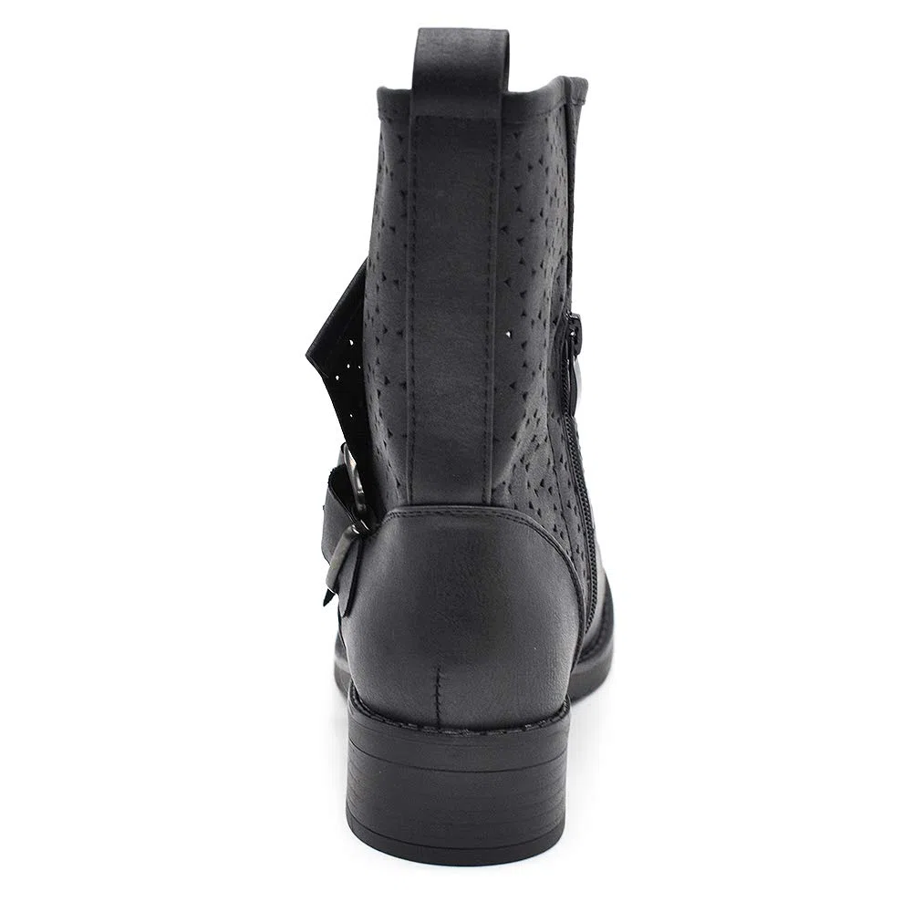 IF Fashion Scarpe da Donna Stivali Stivaletti Alla Caviglia Biker Fibbie Anfibi 630