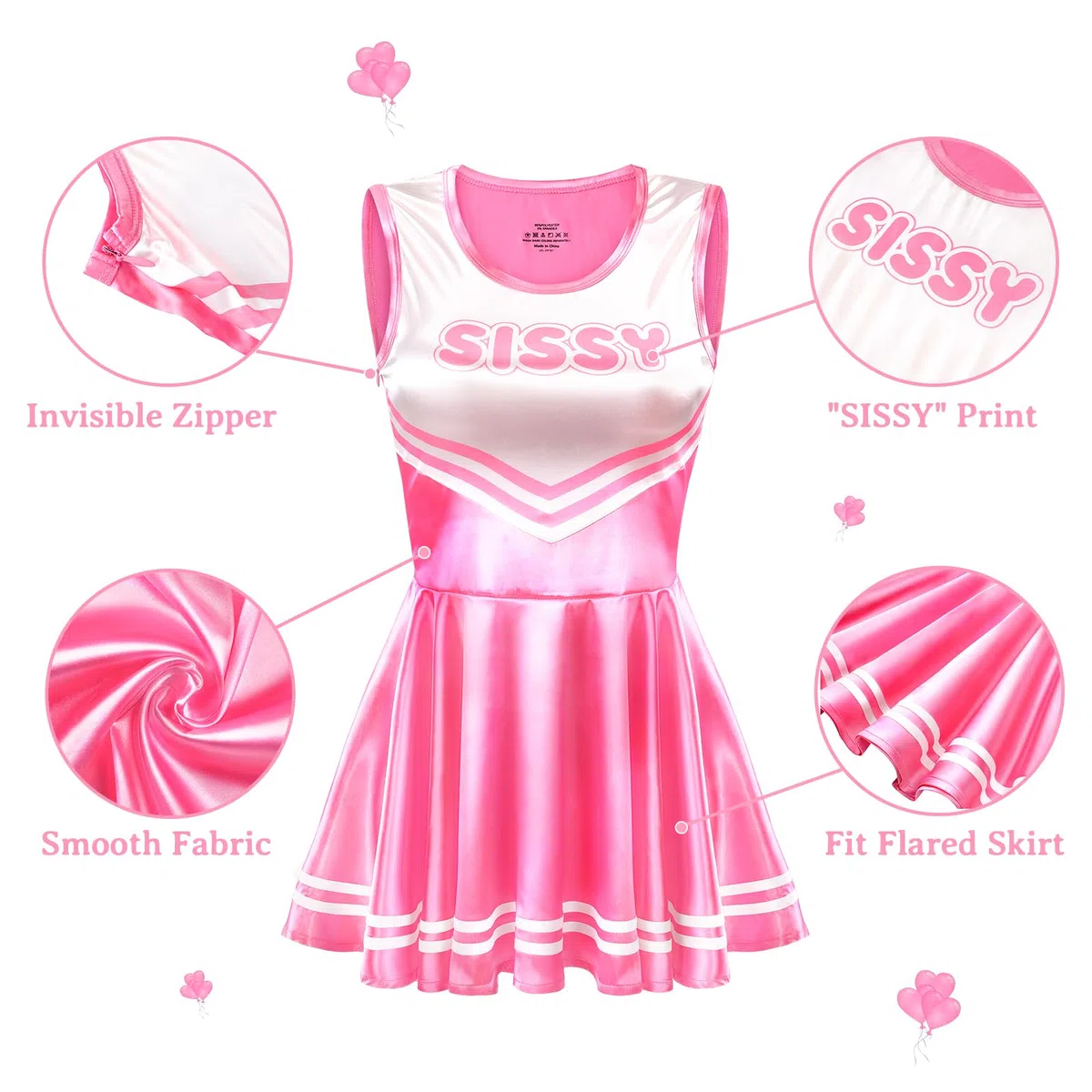 LittleForBig Minigonna aderente senza maniche in raso lucido unisex