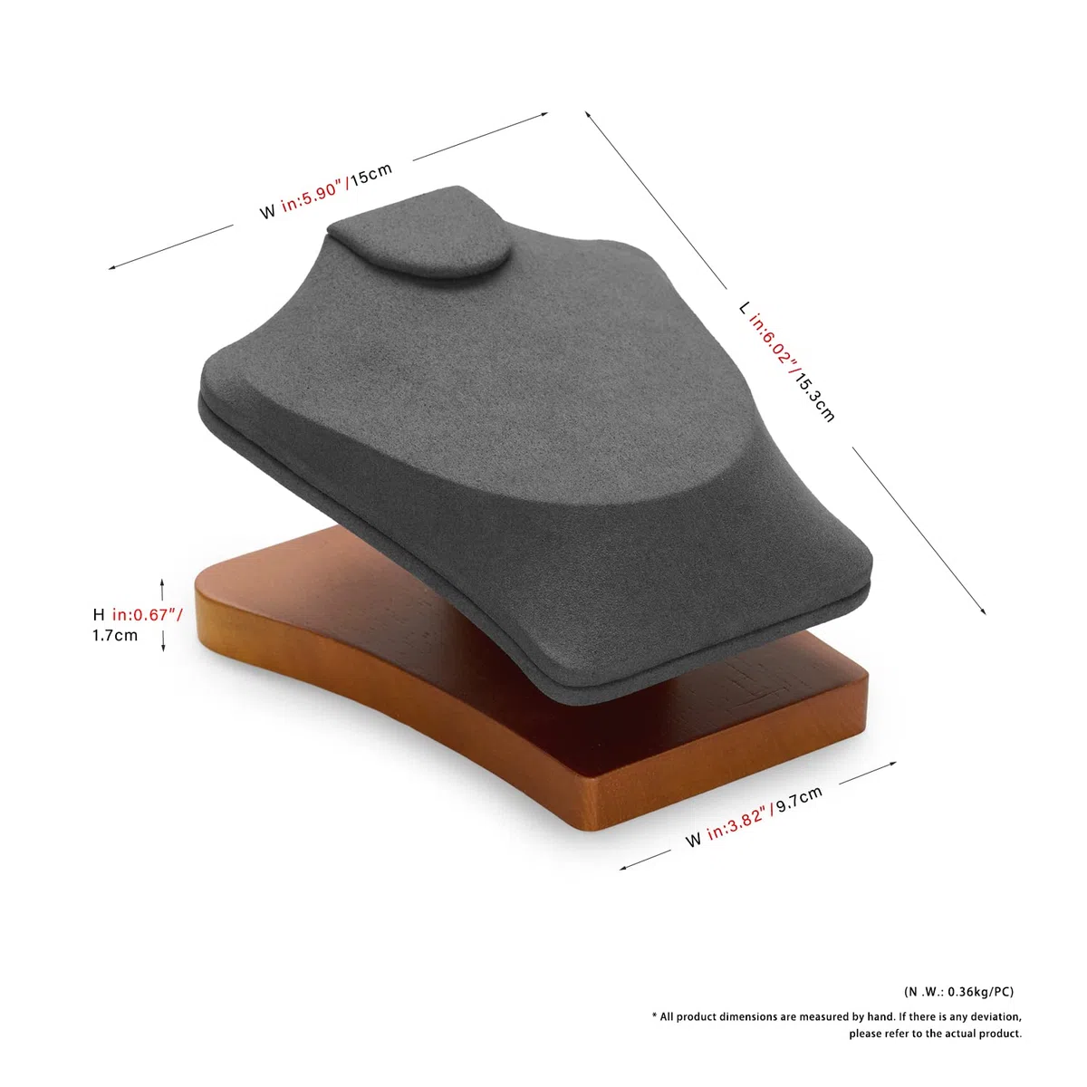 Oirlv Espositore Per Collane In Legno Massiccio, Espositore Per Gioielli Da Centro Commerciale, Espositore Per Gioielli A Busto Di Collana (Grigio Scuro)
