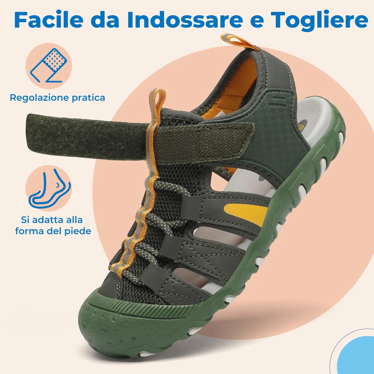 SAGUARO Sandali Bambini Estivi a Punta Chiusa, Traspiranti e Leggeri, Scarpe per Uso Quotidiano all’Aperto,25-38