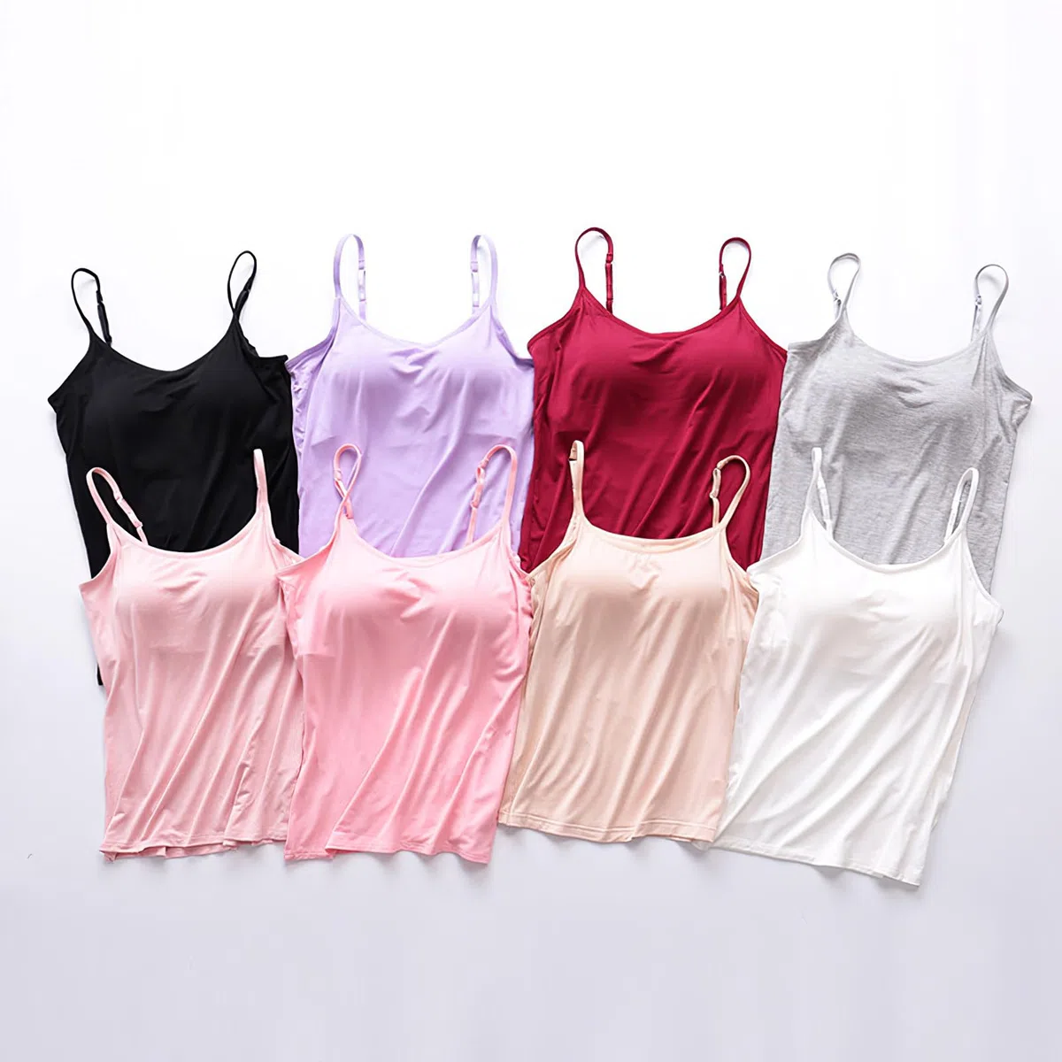 Donna 3 Pezzi Basic Canotta con Reggiseno Incorporato Canottiere Imbottita Regolabile con Spalla Stretta (S-4XL)