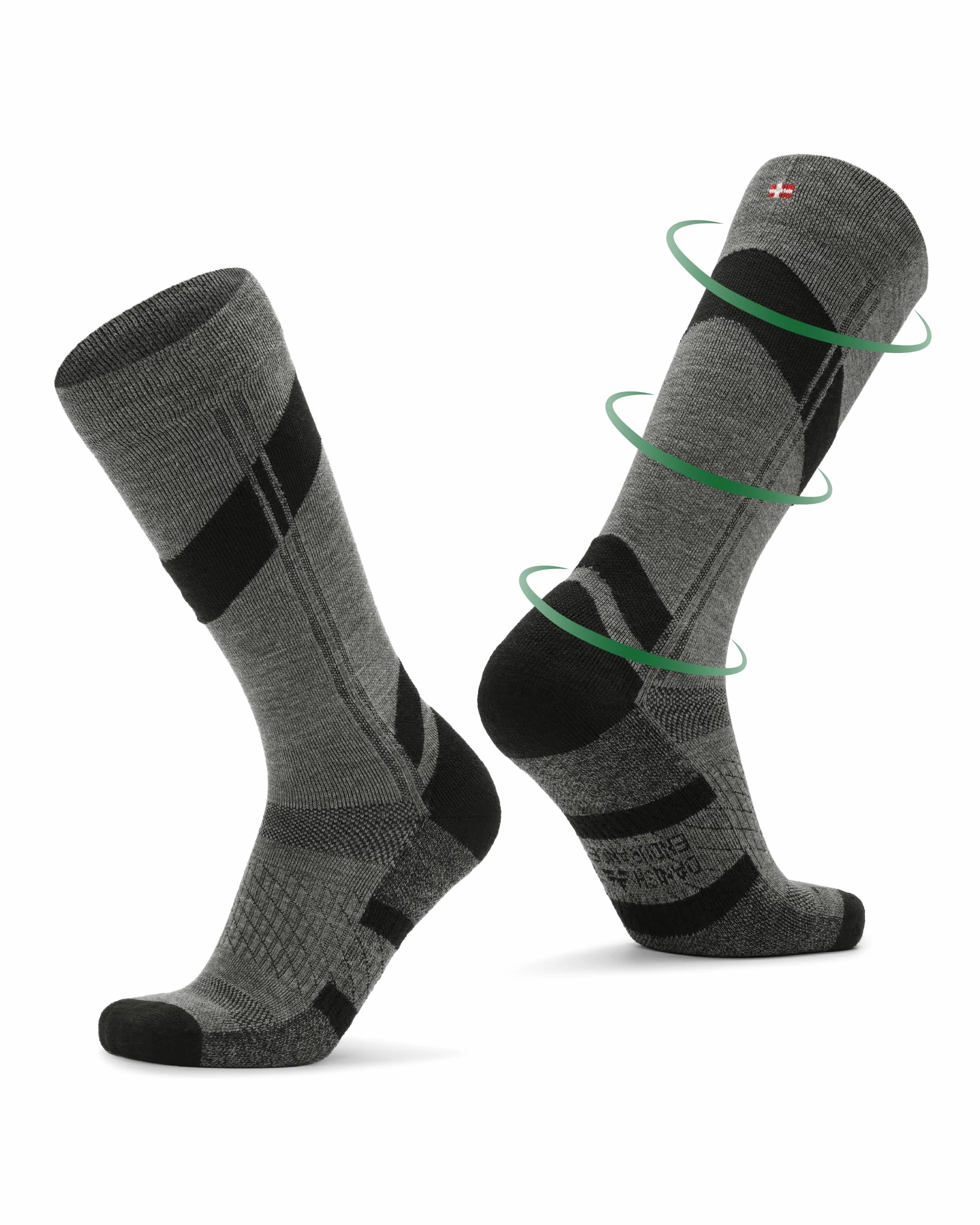 DANISH ENDURANCE Calze Sci Lana Merino Compressione Graduata 15-24 mmHg, Calzini Termici Imbottiti, Alte Prestazioni, Uomo e Donna