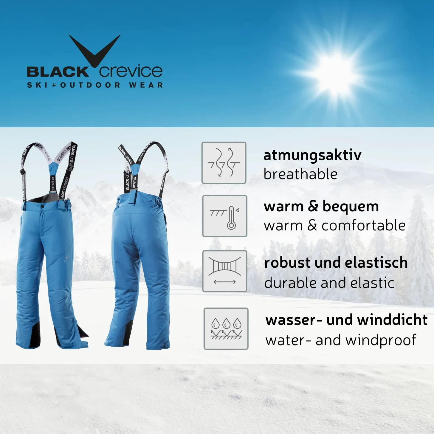 Black Crevice - Skihose, Pantaloni da Sci Unisex Bambini